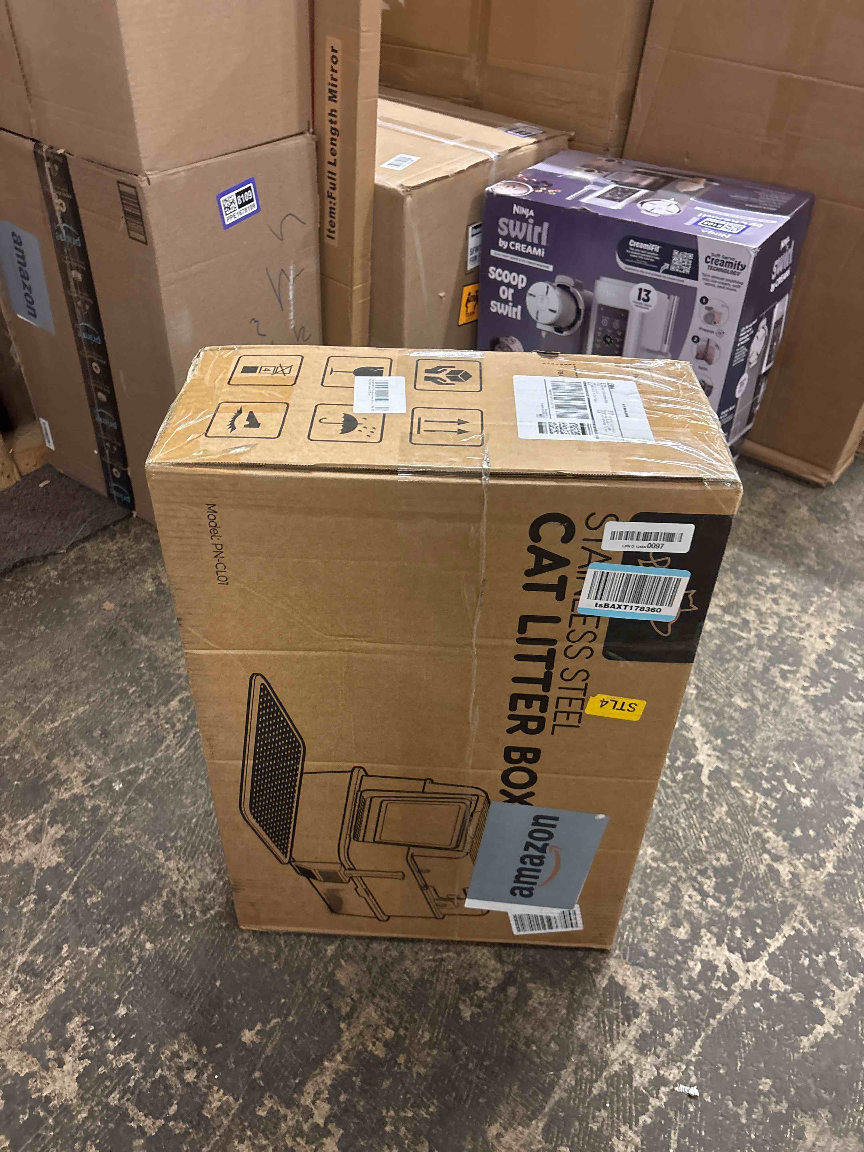 Condition photo showing New/Like New for L7 Pro-Stainless Steel Litter Box with Lid, XXL Extra Large Enclosed Metal Cat Box for Kitty&Big Cats, Odor Control - Cat Litter Deodorizer, High Sided Enclosure with Scoop & Mat, Anti-Leakage-Grey