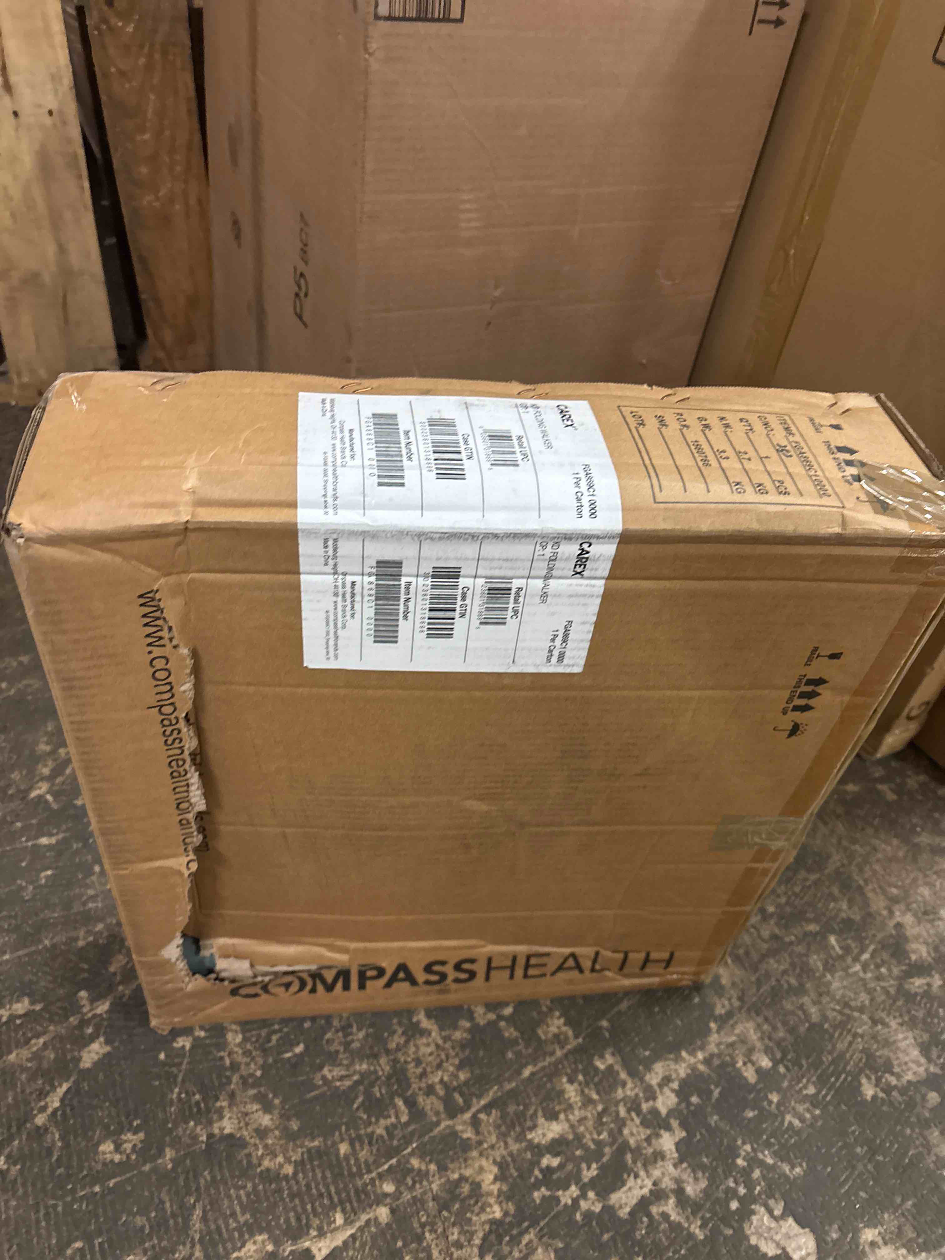 Condition photo showing New/Like New for Carex Lightweight Folding Walker for Seniors, Portable Medical Walker with Adjustable Height, 30-37 Inches, Mobility Aid for Adults, Elderly, and Handicapped, Foldable, Stainless Steel Frame