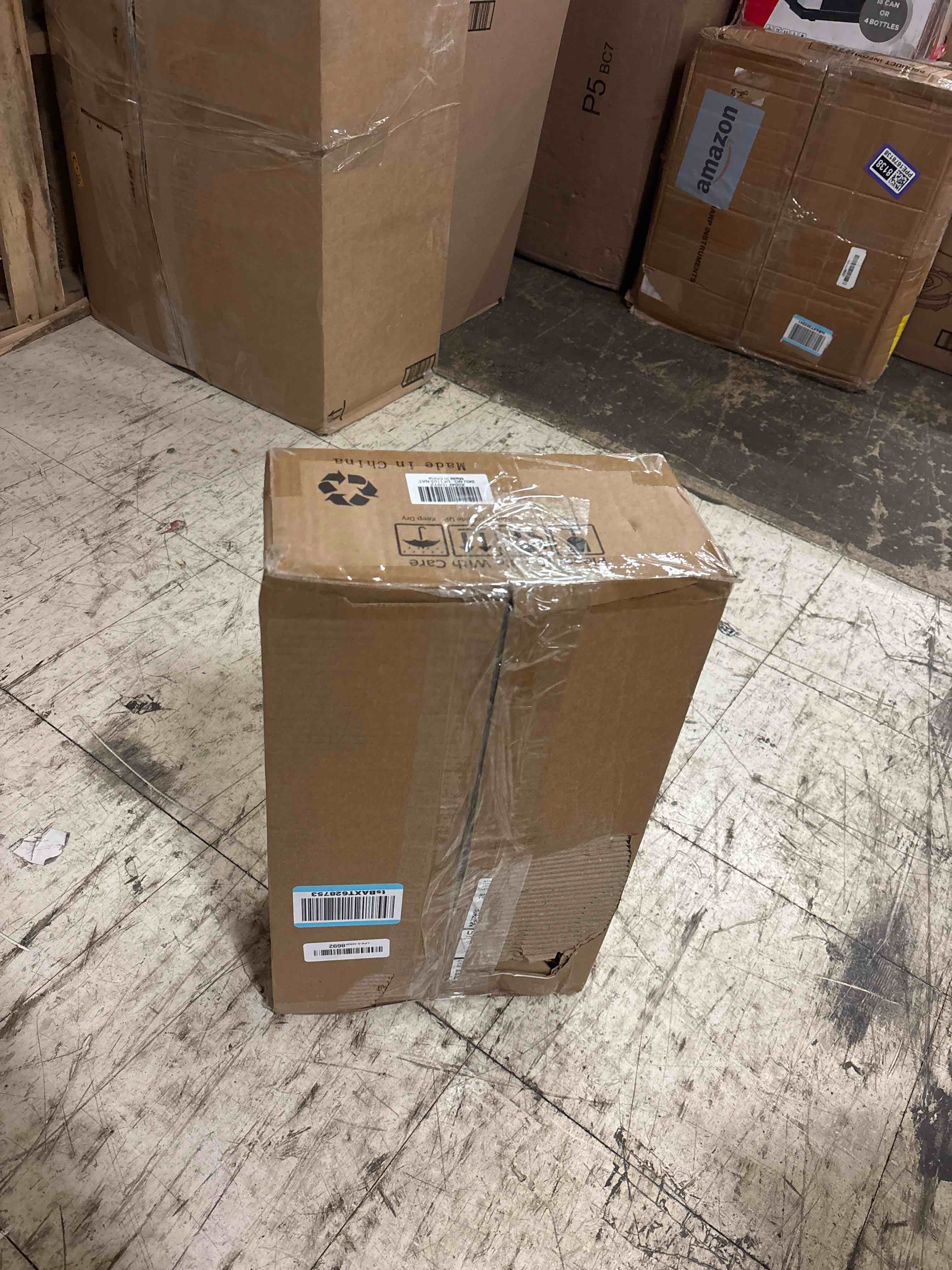 Condition photo showing New/Like New for ELYONA Nordic Wood Tripod Floor Lamp, Modern Reading Standing Lamp for Living Room 3 Color Temperatures LED Bulb Included Flaxen Lamp Shade, Boho Natural Wooden floor lamp for Bedroom Office Kids Room