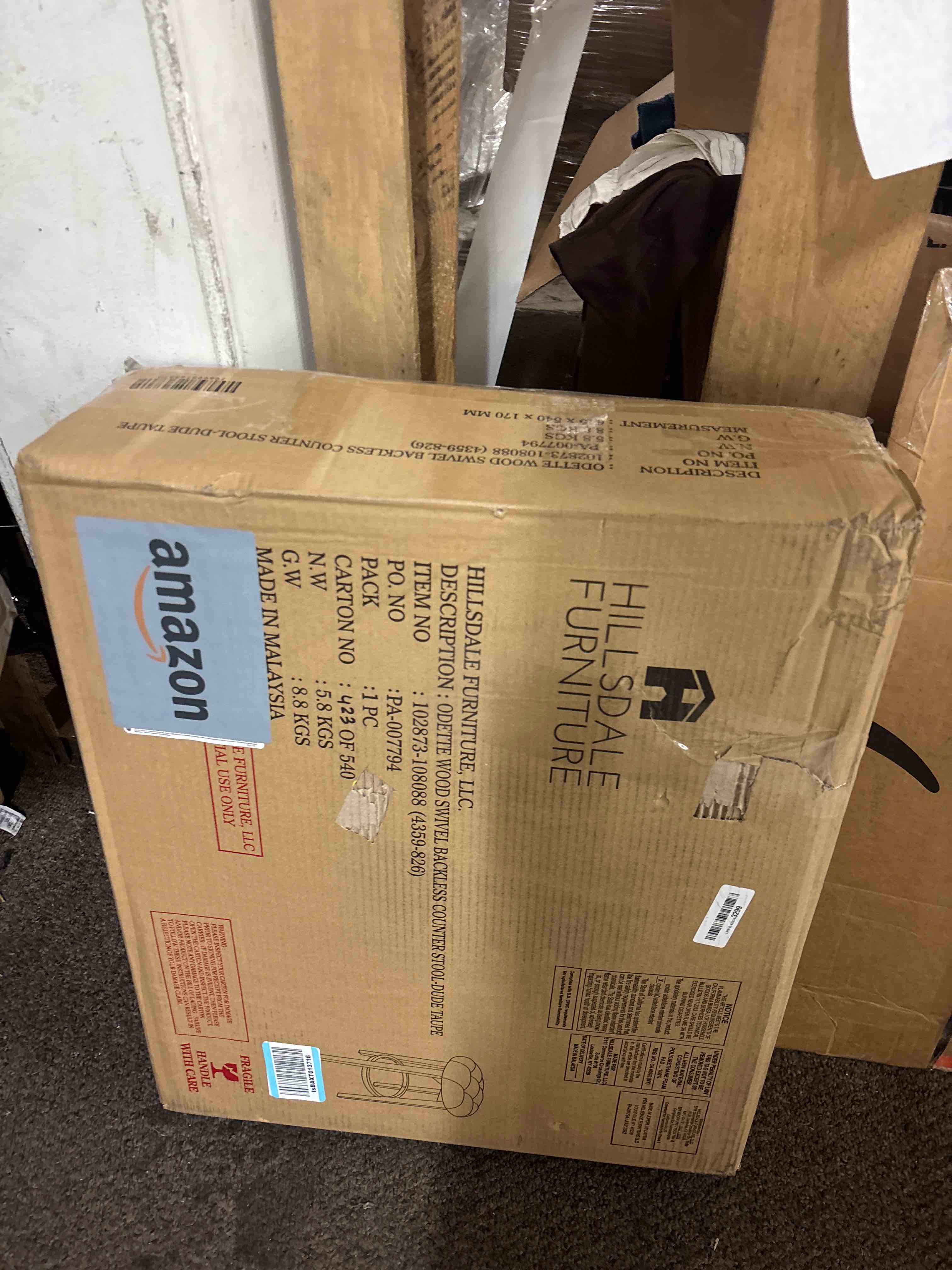 Condition photo showing New/Like New for Hillsdale Furniture Odette Wood Backless Counter Height Swivel Stool, Dude Taupe