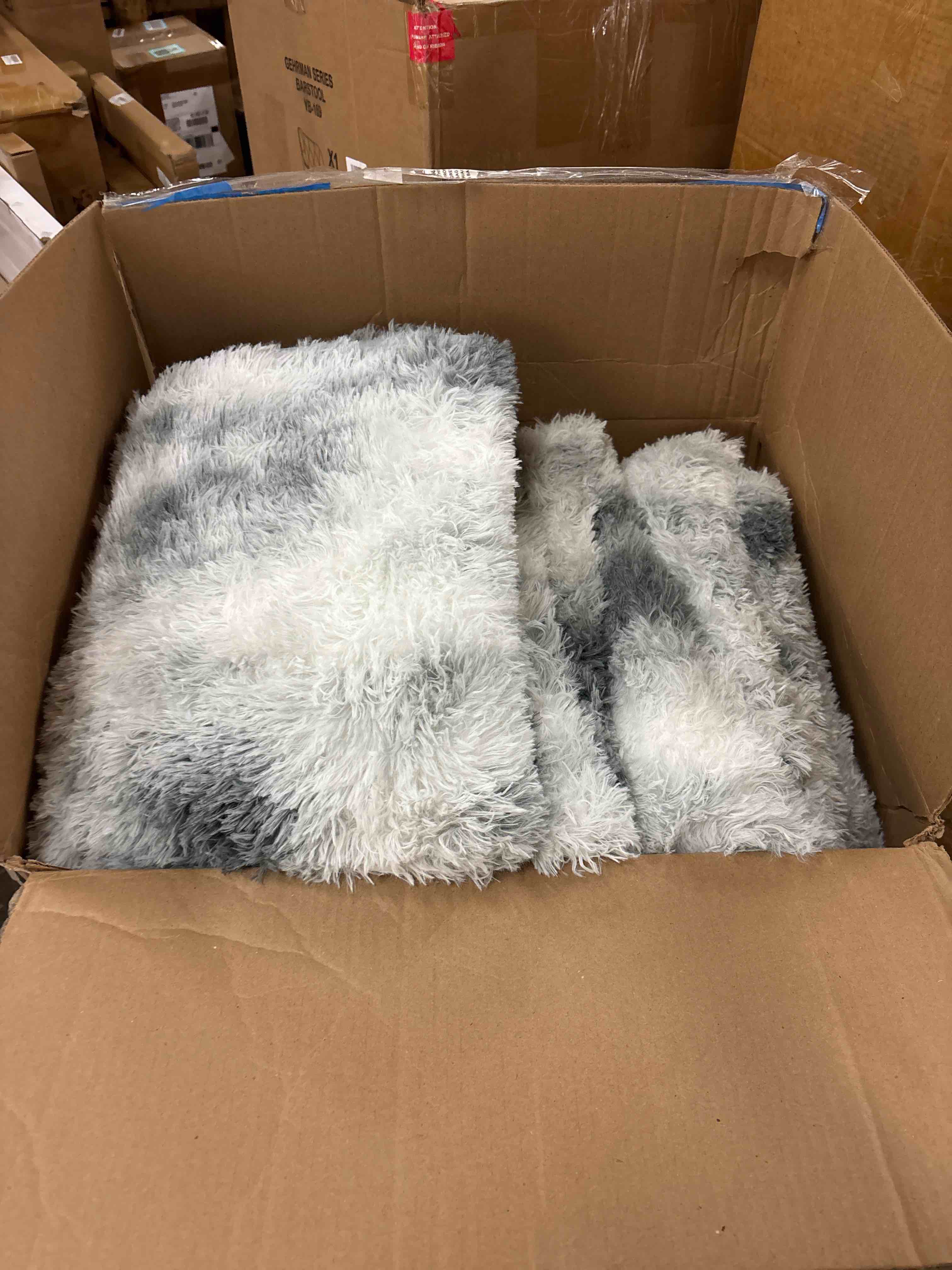 Condition photo showing New/Like New for Ophanie Upgrade 8x10 Rugs for Living Room, Grey&White, Fluffy Shaggy Soft Area Rug, Non-Slip Indoor Floor Carpet for Bedroom, Kids Baby Boys Teen Dorm Home Decor Aesthetic, Nursery Tie-dyed Grey & White 8x10 Feet