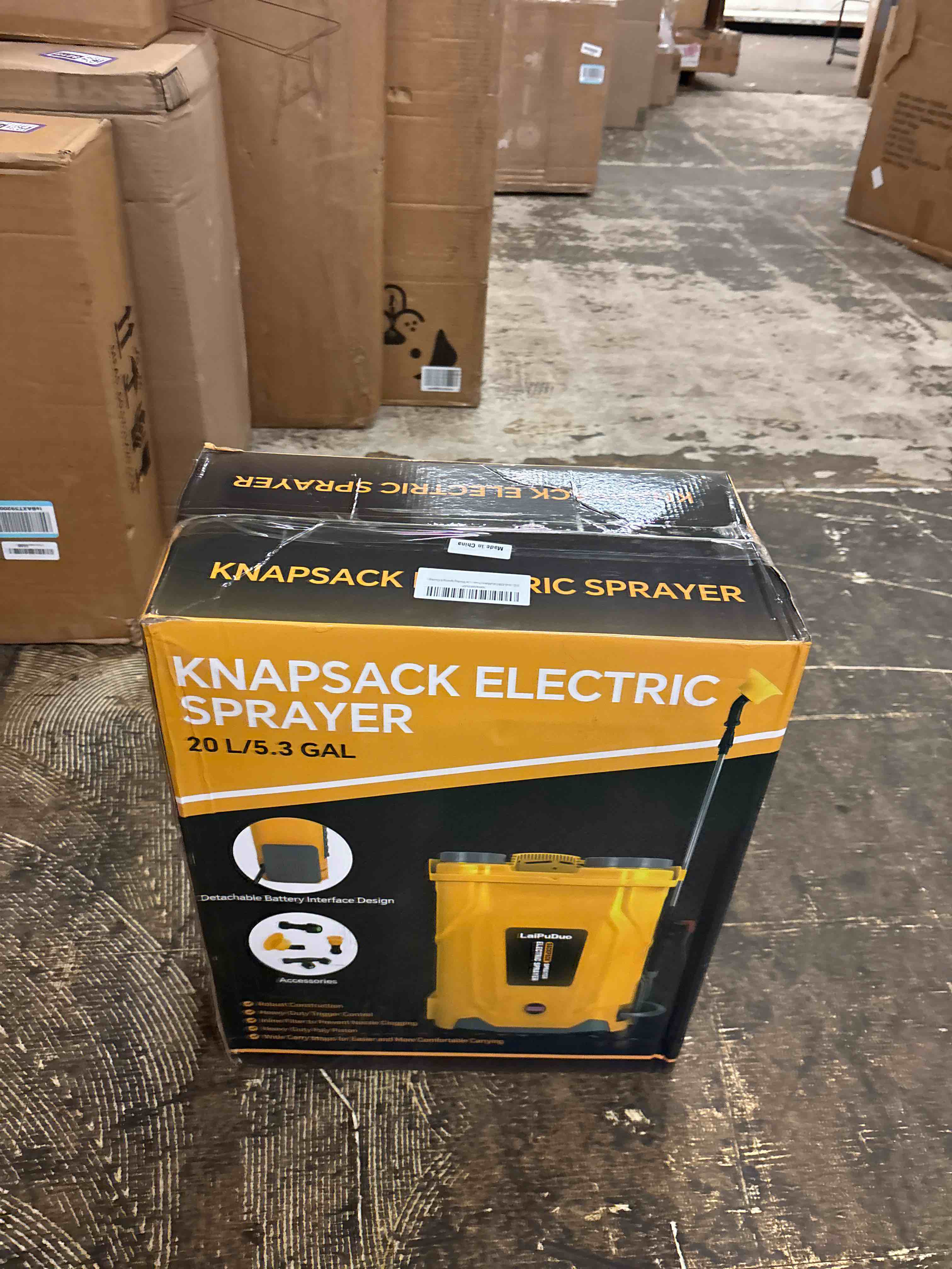 Condition photo showing New/Like New for 5.3Gal Battery Powered Backpack Sprayer Compatible with DeWalt 20V Battery, Electric Backpack Sprayer with 4 Nozzles, 0-100 PSI Adjustable Pressure for Weeding, Spraying & Cleaning