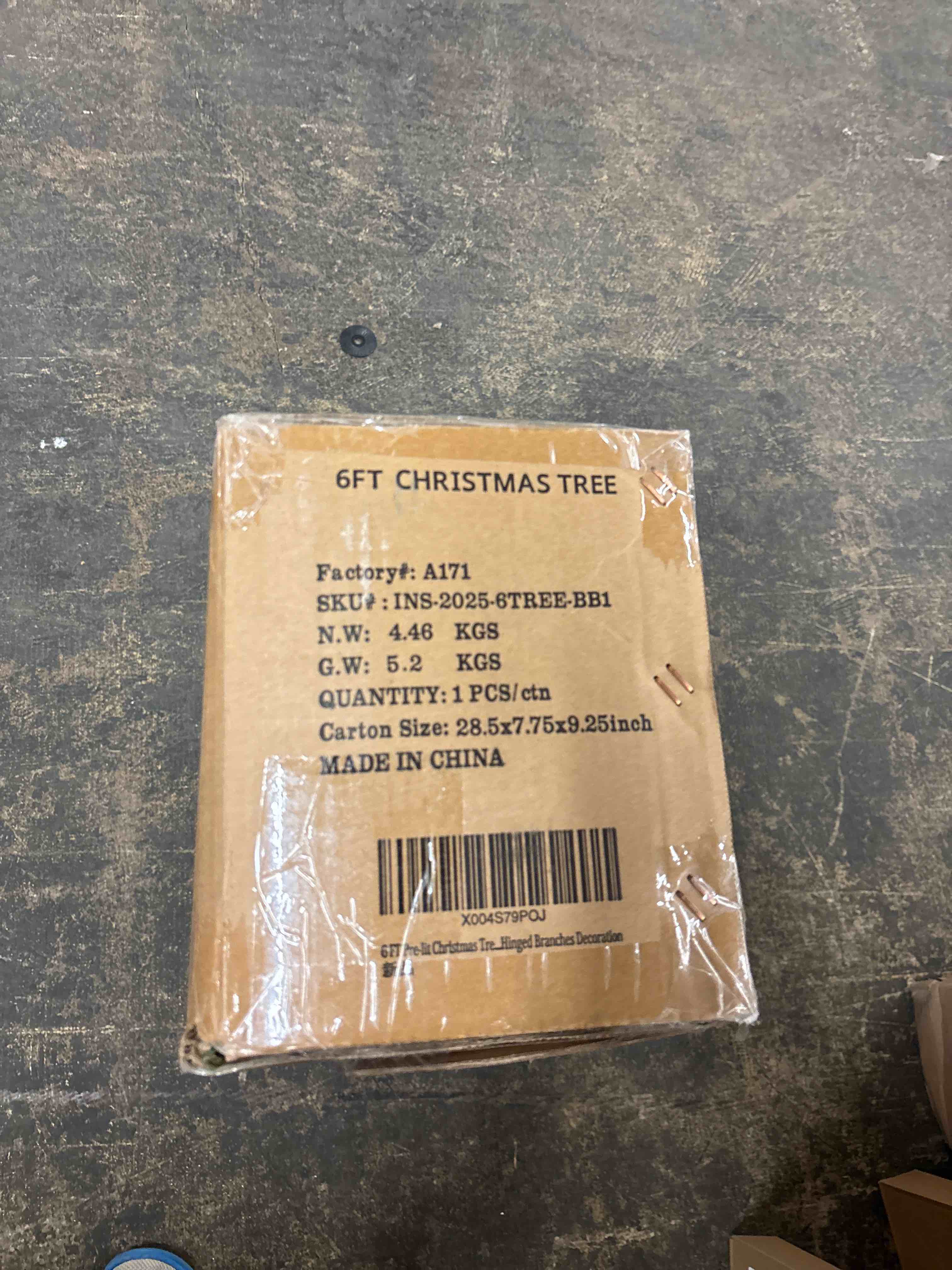 Condition photo showing New/Like New for 6 ft pre-lit christmas tree, artificial spruce christmas tree 600 pvc branch tips 250 warm white led lights, easy assembly with metal stand and hinged branches decoration