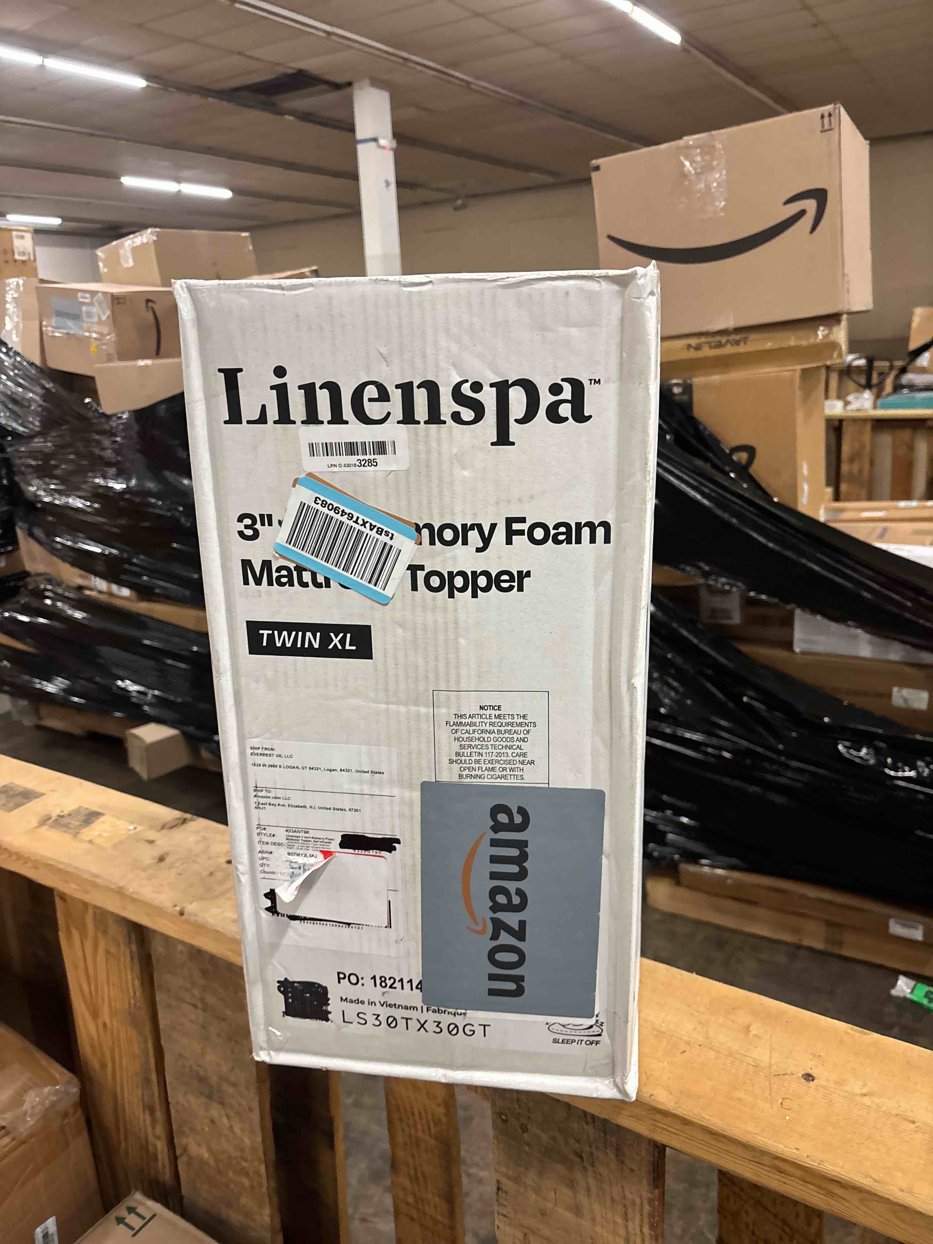 Condition photo showing New/Like New for linenspa memory foam mattress topper - 3 inch gel infused memory foam - plush feel - cooling and pressure relieving - certipur certified - dorm room essentials - twin xl size twin xl 3 inch topper only