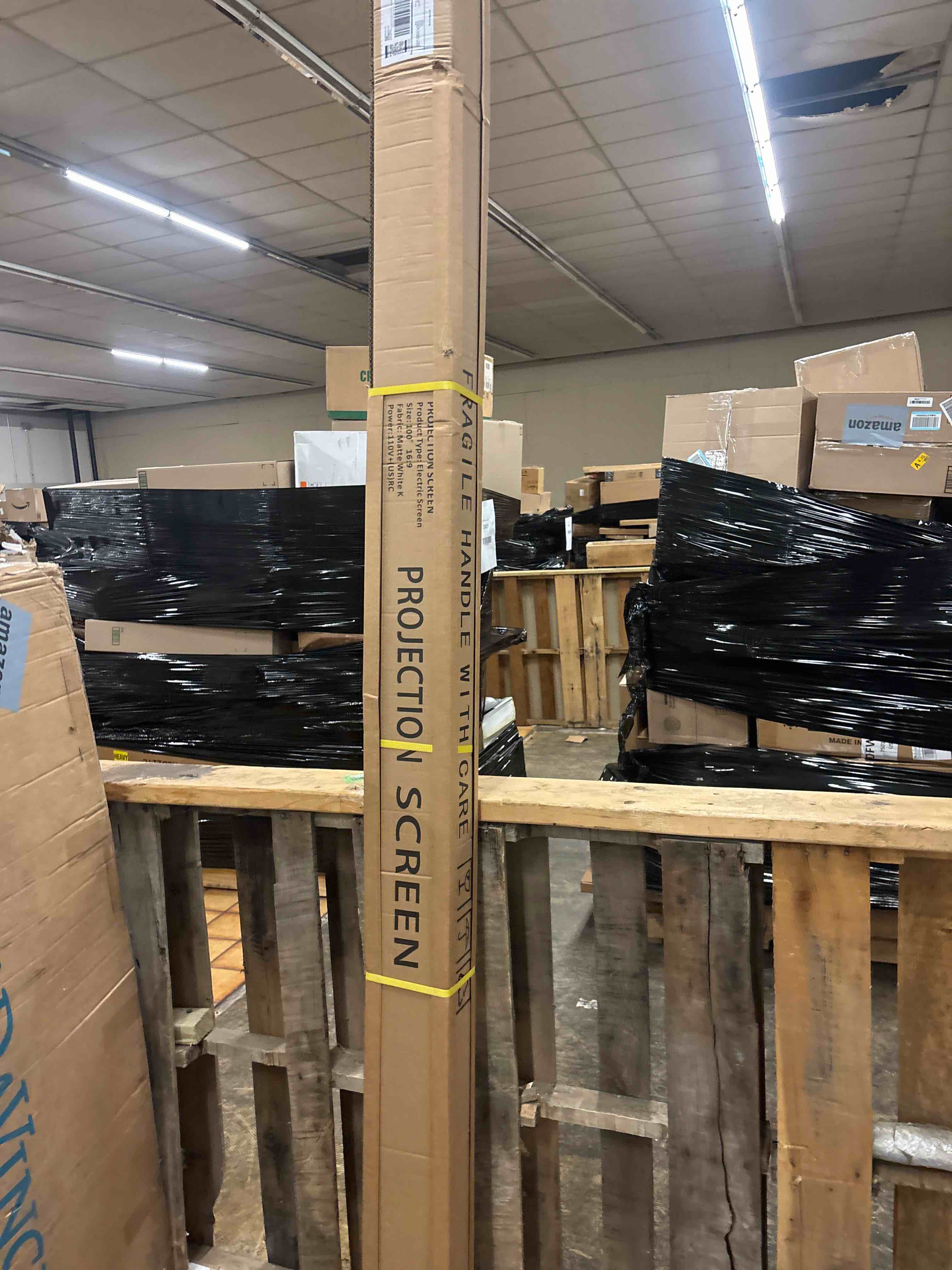 Condition photo showing New/Like New for Motorized Projector Screen 100 inch 16:9 HD Diagonal Indoor and Outdoor Movie Screen with Remote Control for Family Home Office Theater, Black