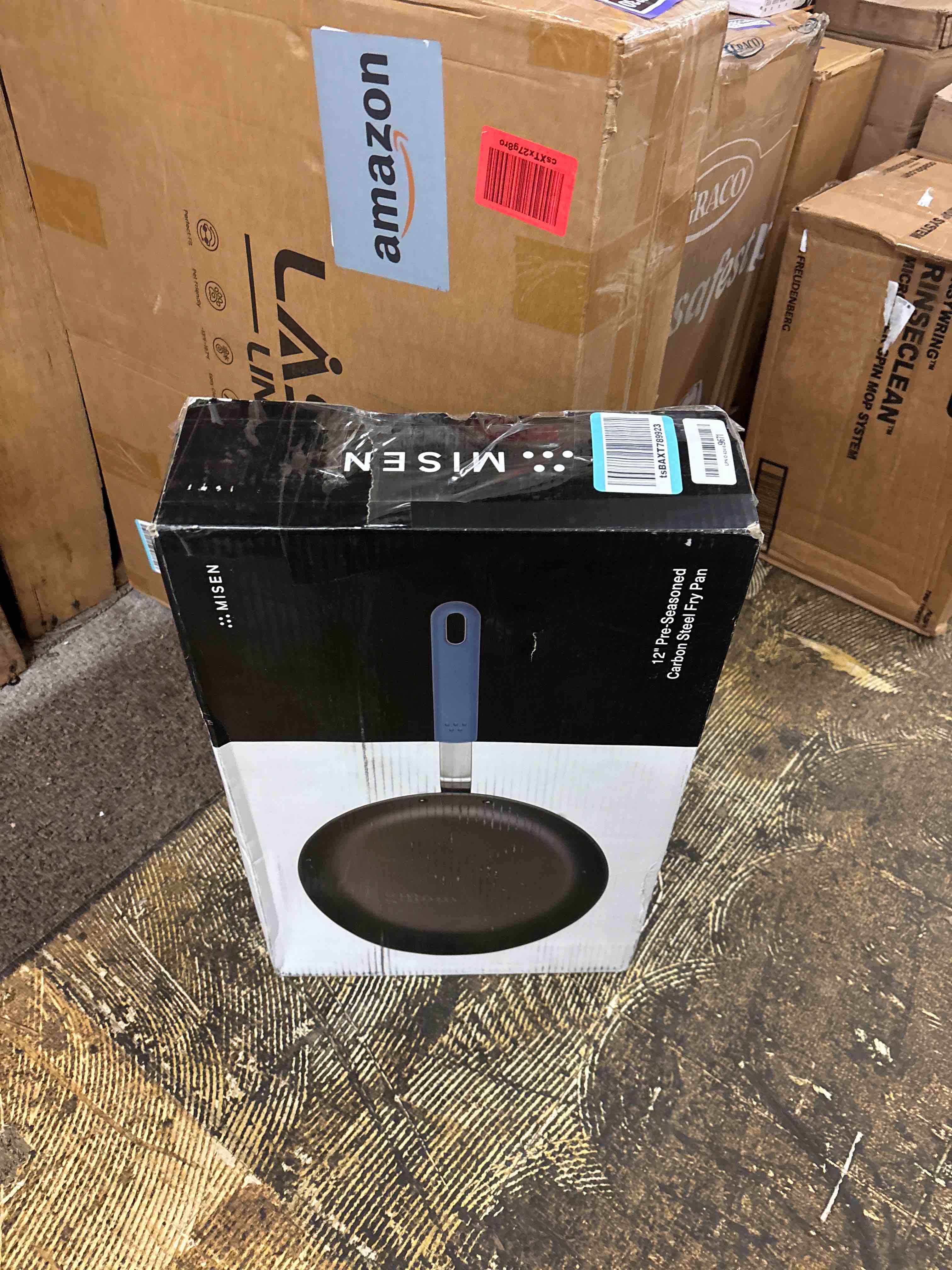 Condition photo showing New/Like New for Misen 12 Inch Pre-Seasoned Carbon Steel Fry Pan – Lightweight, Even Heating, Heat Retention – Oven Safe to 500°F – Ideal for Searing, Sautéing, and Frying – Versatile Durable, Easy to Clean