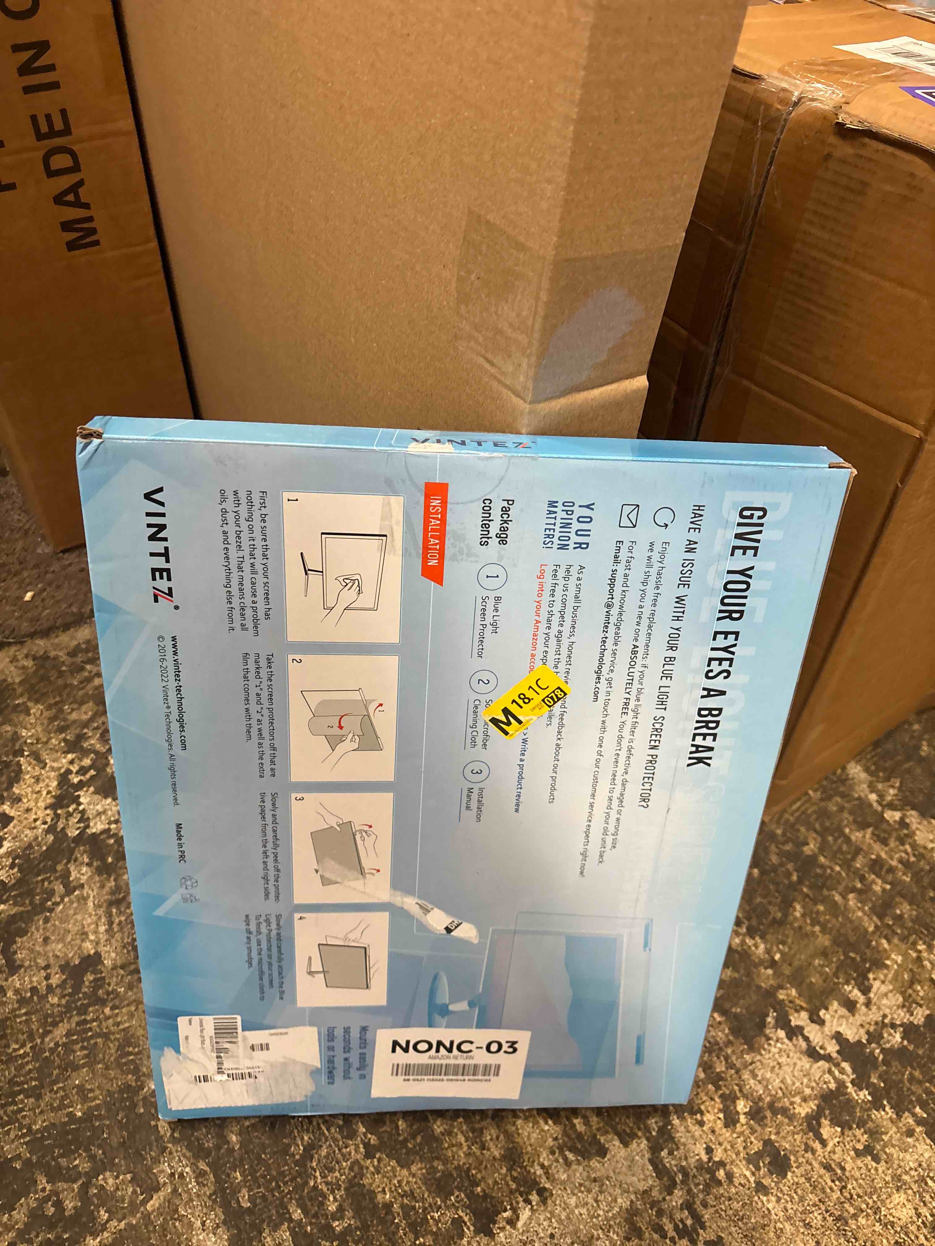 Condition photo showing New/Like New for VINTEZ Blue Light Screen Protector for 17, 17.1, 18.1, 19 Inch Computer Monitor and Laptop - Anti-UV Blue Light Blocking Film for Desktop PC, Eye Protection Filter, 15.3" x 12.6", 1 Pack 1 Pack 17"-19'' DIAGONAL (5:4)