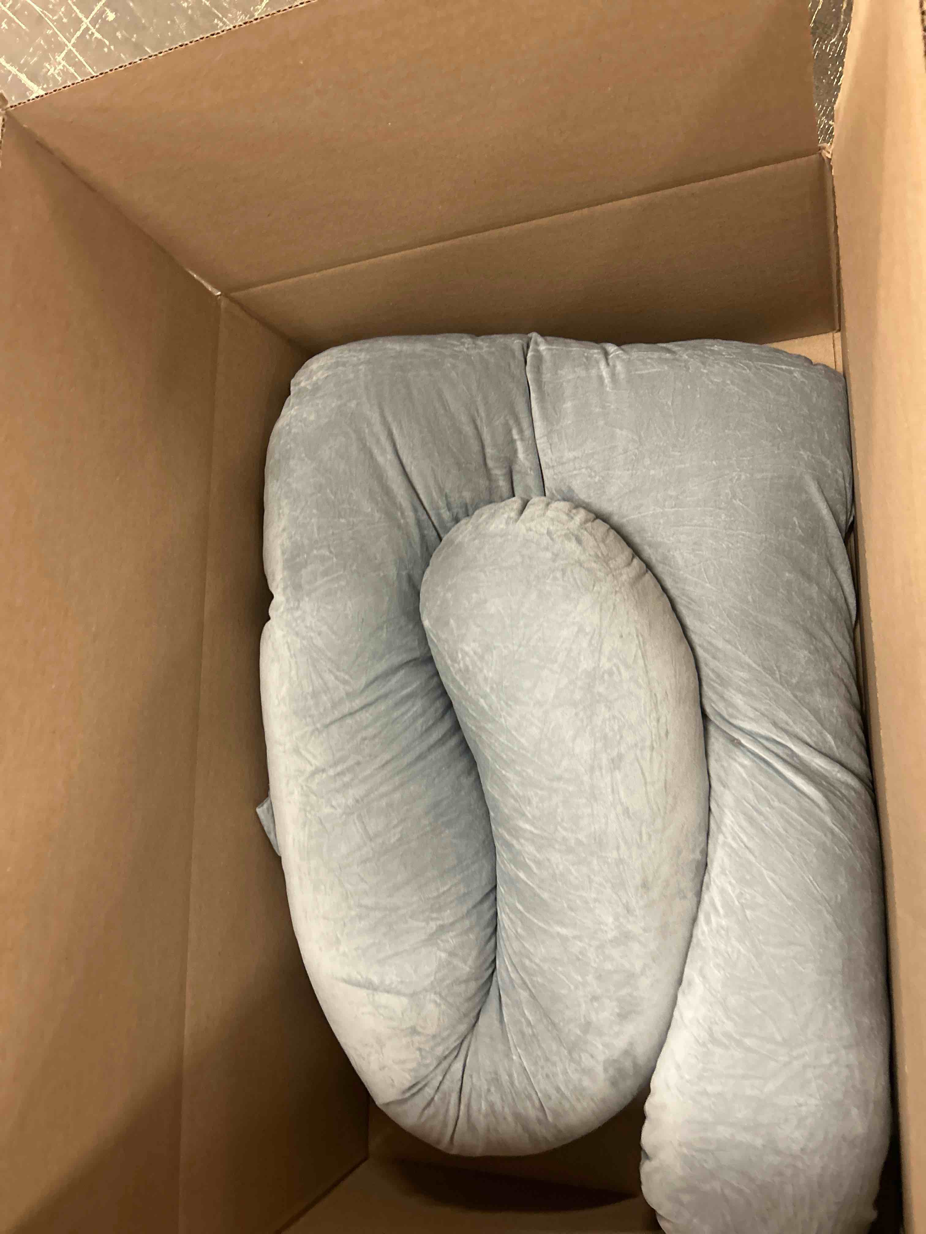 Condition photo showing New/Like New for momcozy pregnancy pillows for sleeping, u shaped full body maternity pillow with removable cover - support for back, legs, belly, hips for pregnant women, 57 inch pregnancy pillow for women, grey