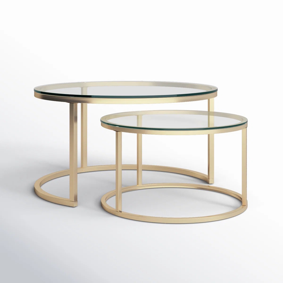 Condition photo showing New/Like New for Emmitt Glass Top Nesting Coffee Table By Etta Avenu