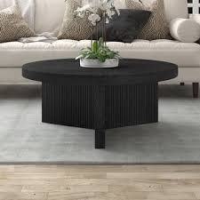 holm 32 in. black grain round mdf top coffee table