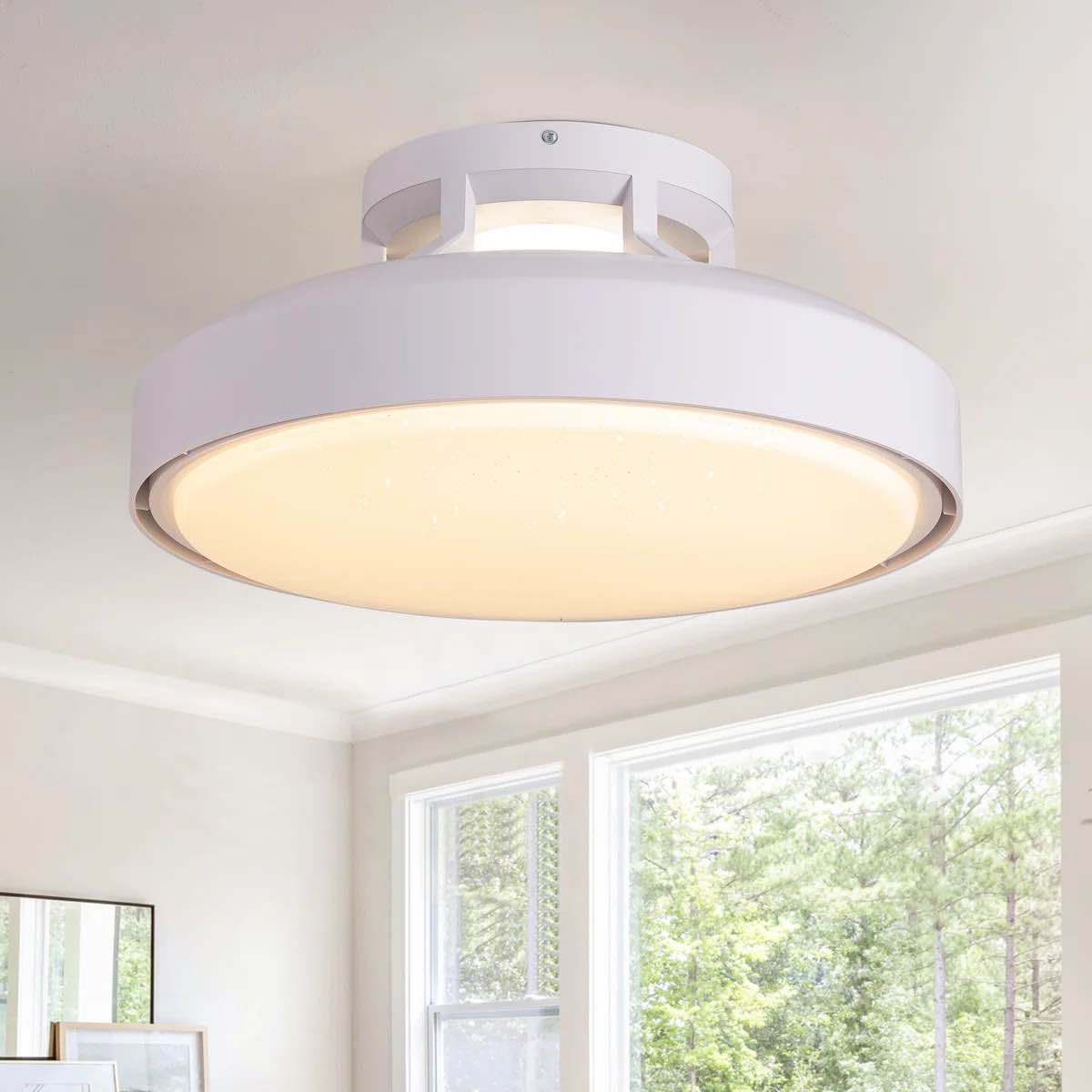 18.9" modern low profile ceiling fan with 4500lm led light, remote control and quiet dc motor for bedroom