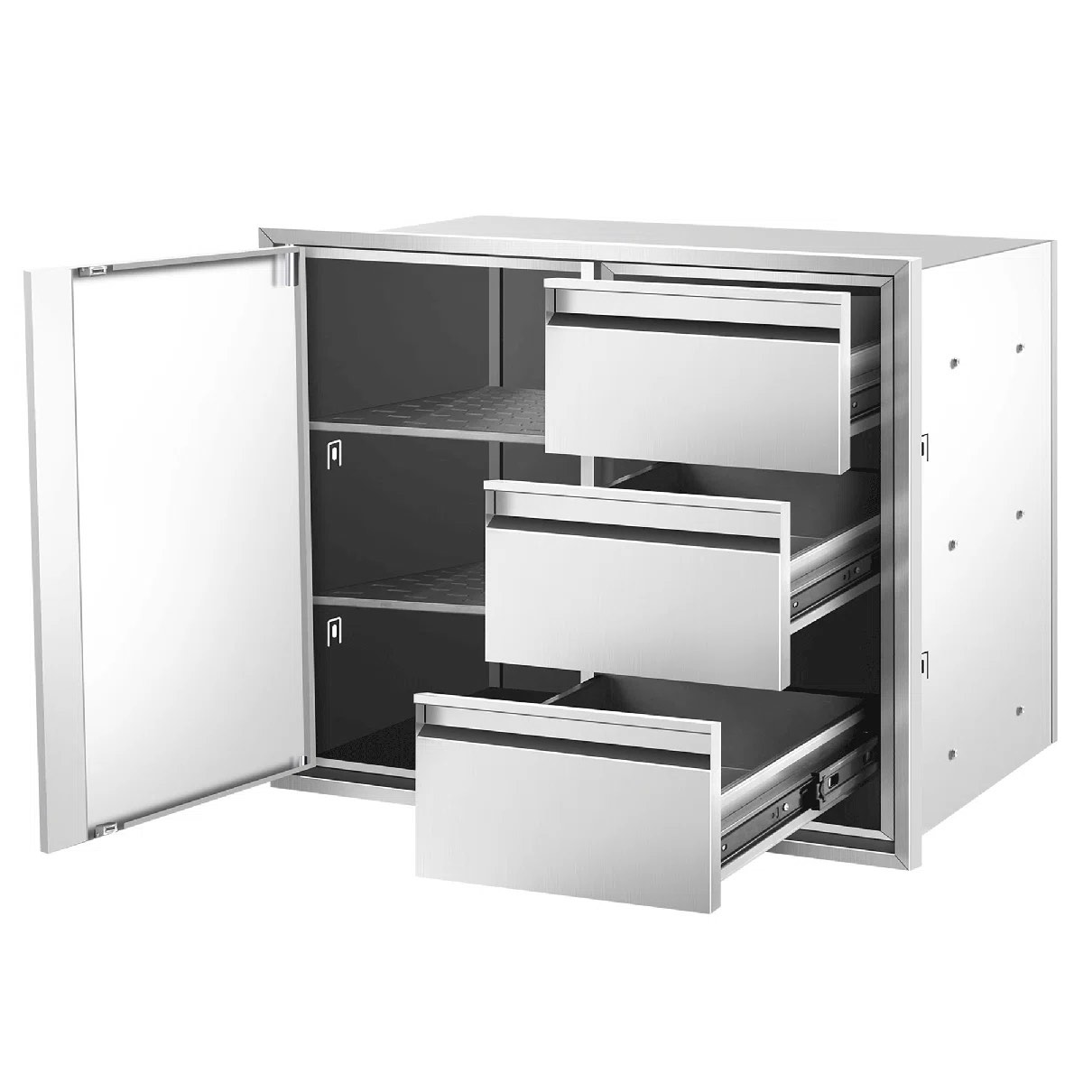 Sidasu Outdoor Kitchen Drawer Combo 28''w X 22''h X 19.5''d, Multi-layer Design Access Door &triple Drawers Combo Stainless Steel With Partition Perfect For Outdoor Kitchen Bbq Island