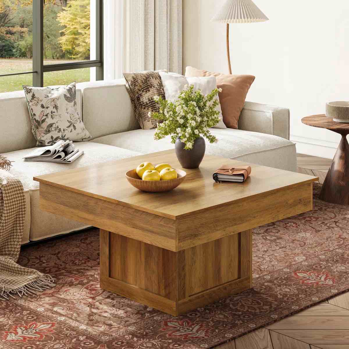 LED Lift Top Coffee Table With Storage 