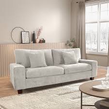 Karlita Chenille Sofa Square Arms Sofa Modern Style Loveseat