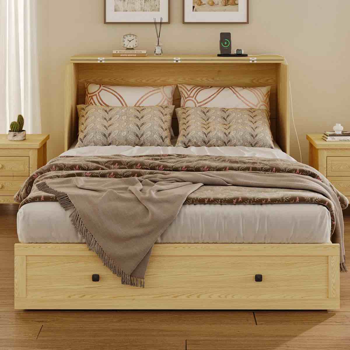 Full Size Murphy Bed Cabinet with Storage