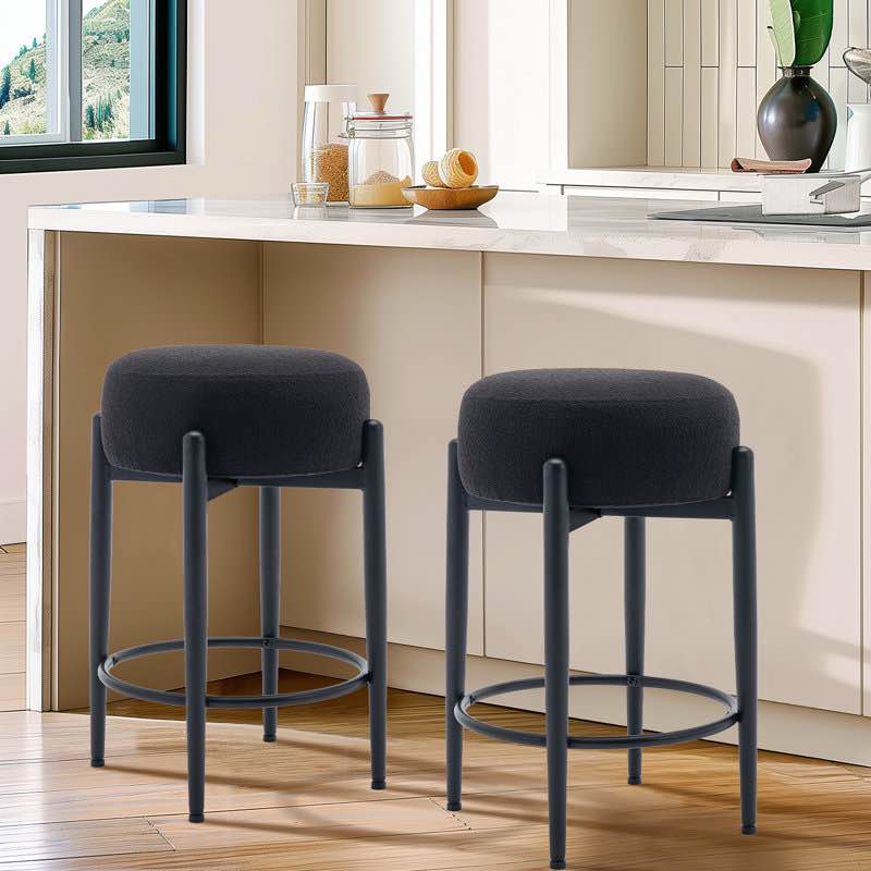 carie 24" sherpa upholstered counter stool - soft & stylish bar stool, multiple colors, modern kitchen & island seating (set of 2)