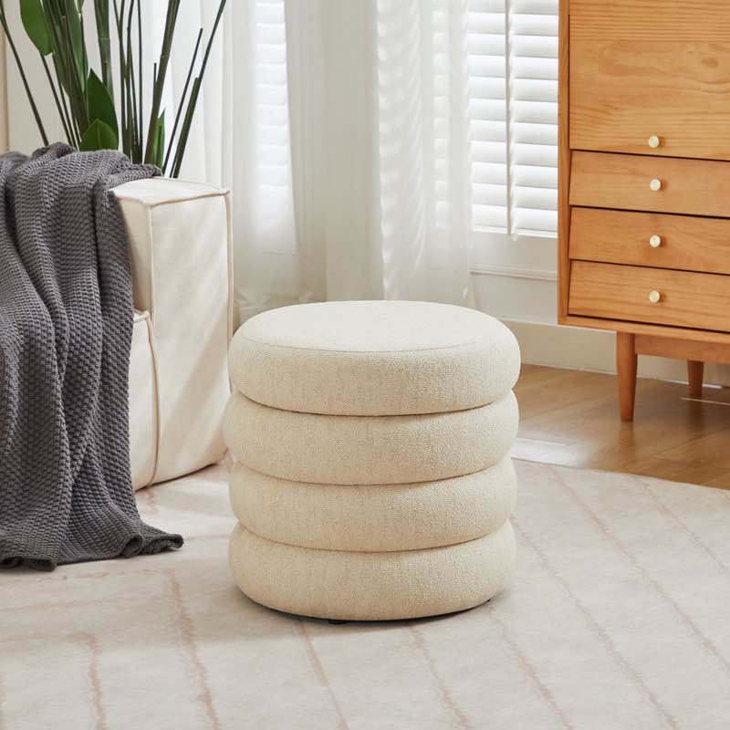 leiani 20.1" wide boulce/velvet/linen upholstered round storage ottoman