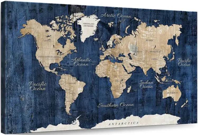 Condition photo showing New/Like New for Breakwater Bay Textured World Map Graphic Art