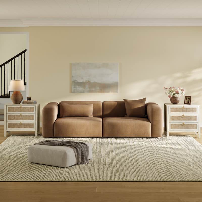 Condition photo showing New/Like New for Pomodoro Boho-Inspired Rattan Nightstand With 3-Drawer (Set of 2)