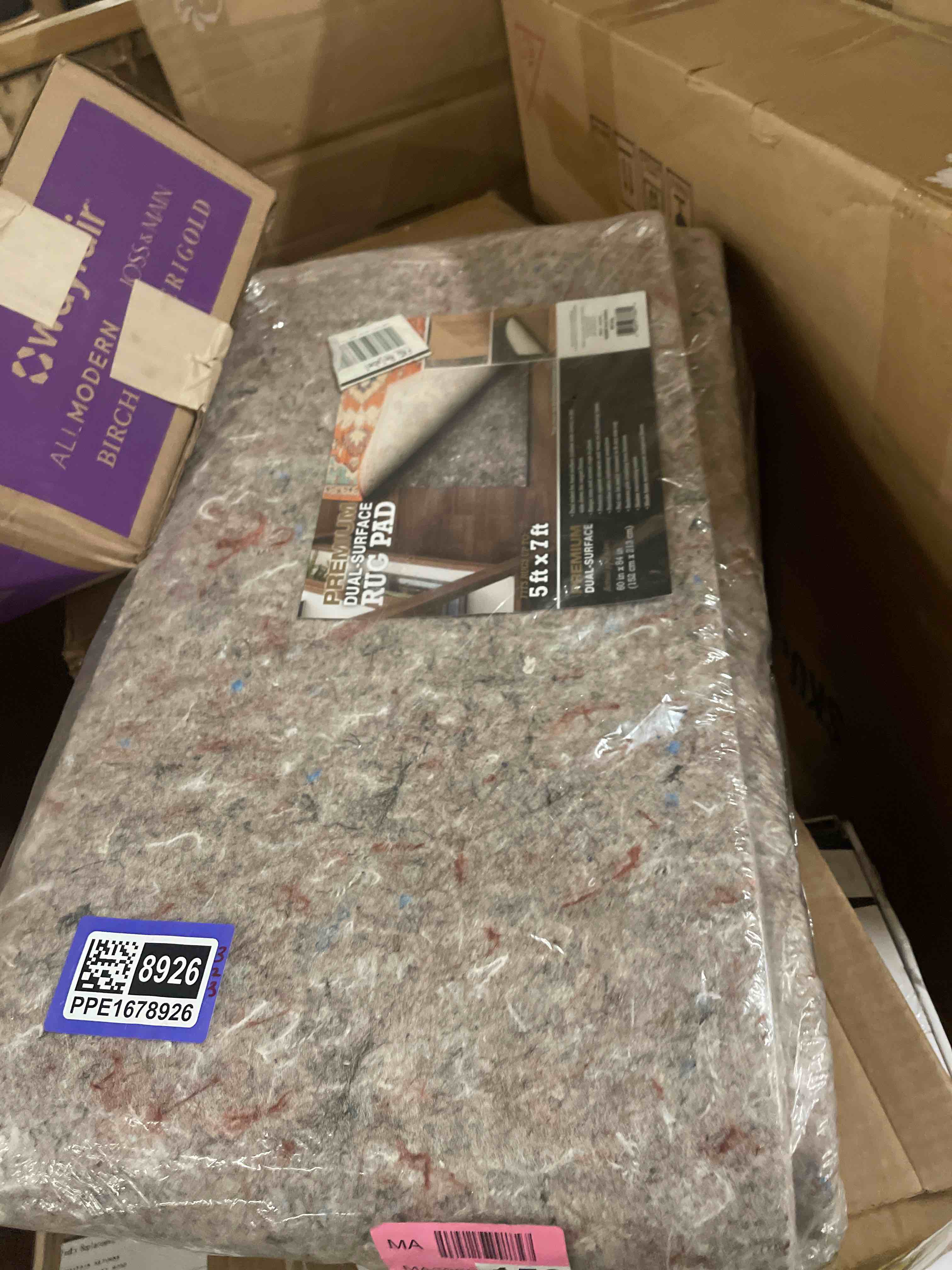 Condition photo showing New/Like New for Non-Slip Rug Pads 5 x 7 ft, 100% Waterproof Extra Large Area Rugs Non Skid Rug Pad for All Floors and Finishes Durable Hardwood Floor Protective Felt Keeps Rugs in Place, Safe and Secure