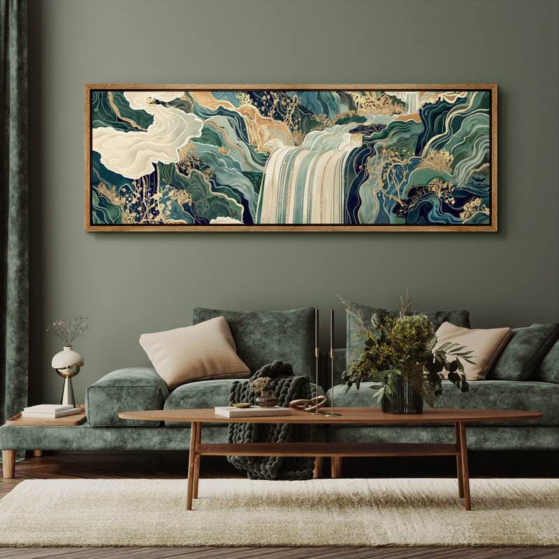 Condition photo showing New/Like New for Hokusai Ukiyo-e Japanese Waterfall Living Room Extra Large Pictures Framed Canvas Print Wall Art