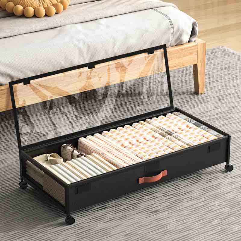Under Bed Storage With Wheels, 54L XXL Larger Under Bed Storage Containers With Clear Lids, 36'' Lengthen Under Bed Shoe Organizer