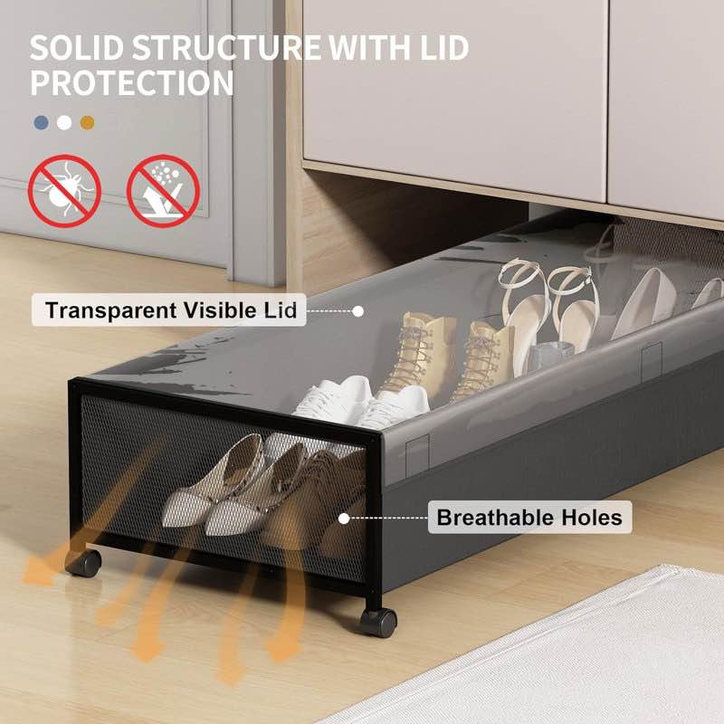 Condition photo showing New/Like New for Under Bed Storage With Wheels, 54L XXL Larger Under Bed Storage Containers With Clear Lids, 36'' Lengthen Under Bed Shoe Organizer