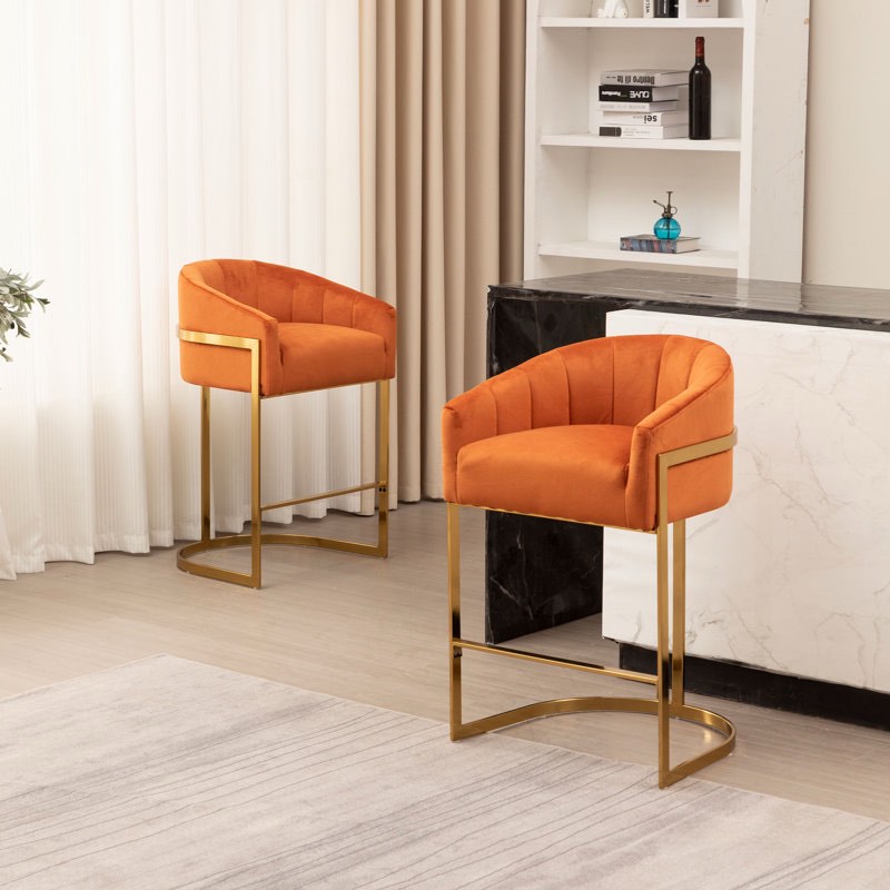 Condition photo showing New/Like New for Johnnice 27" Metal Tufted Bar Stools (Set of 2)