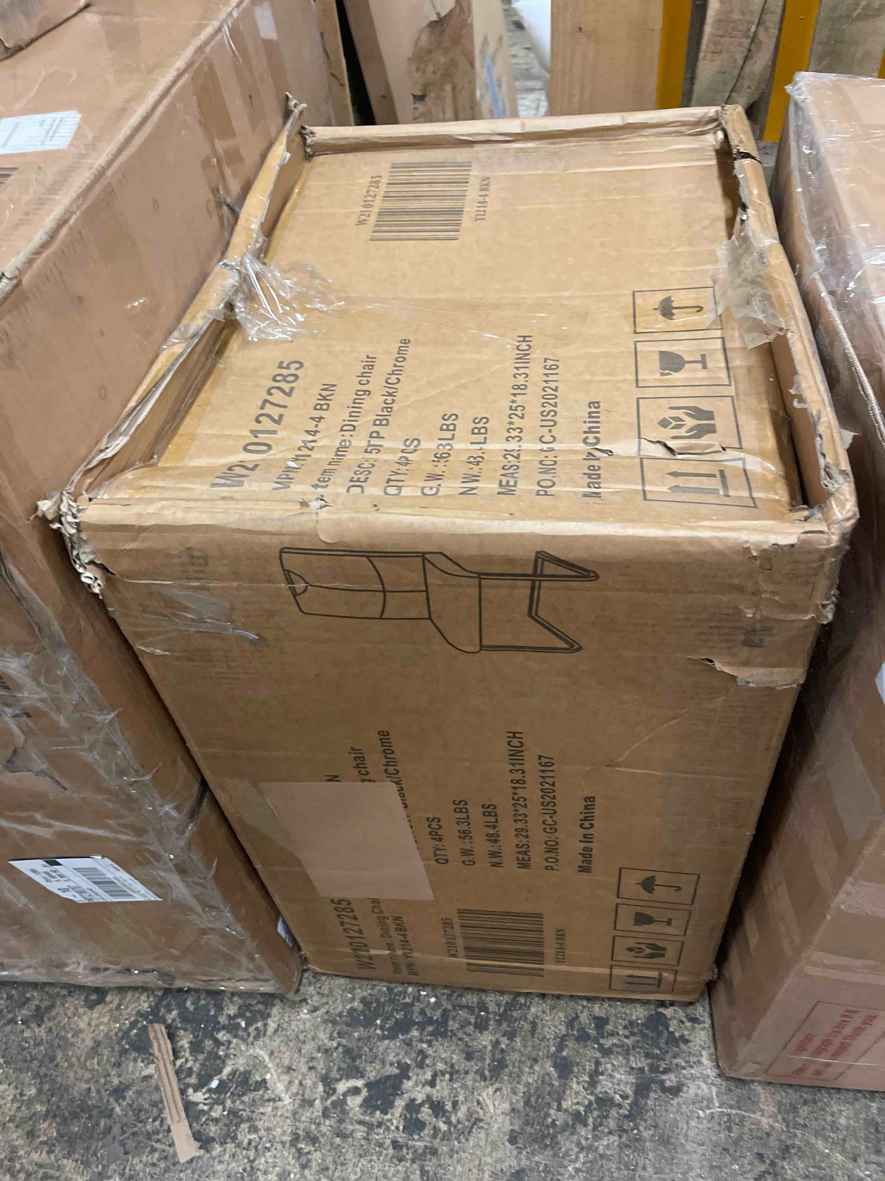 Condition photo showing New/Like New for Modern Dining Chairs Set of 4, Upholstered Kitchen Chairs High Back, Faux Leather Dinner Chairs with Silver Metal Legs, Armless Side Chair for Dining Room, Living Room, Kitchen, Black