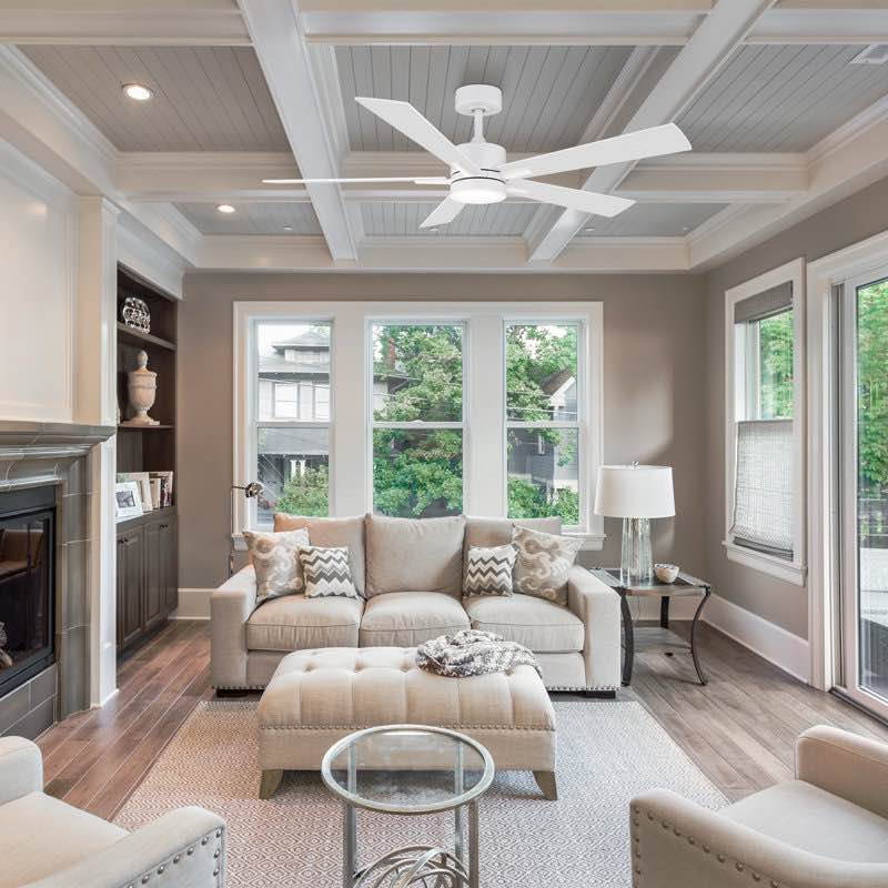 Bali Smart 5-Blade 52in Ceiling Fan 2700K-6000K CCT Selectable LED Light Kit with Remote Control and Hardware with Reversible Blades in Weathered Works With iOS or Android App