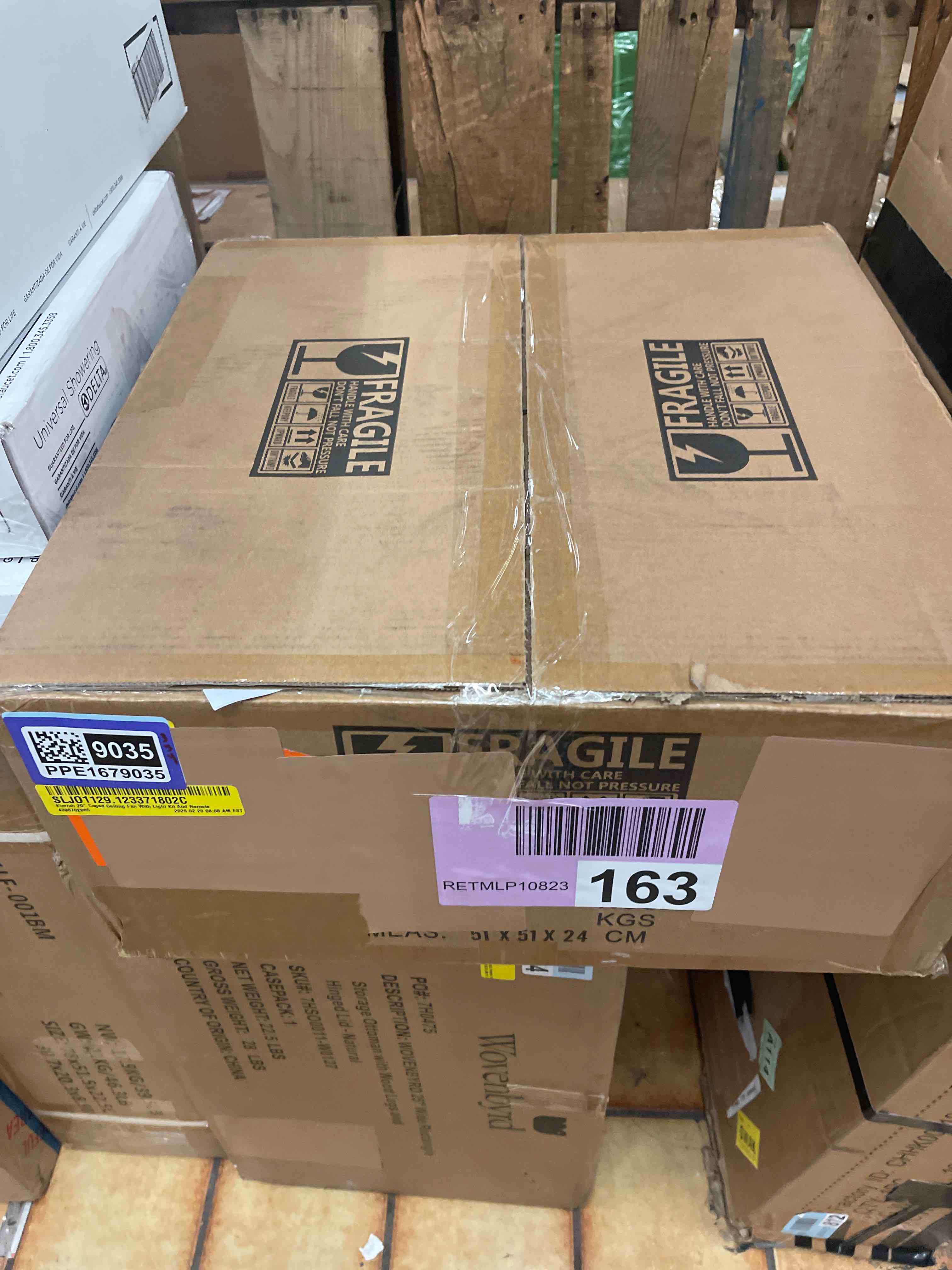 Condition photo showing New/Like New for 20" Boho Ceiling Fans with Lights, Rattan Flush Mount Ceiling Fan with Light Remote Control with Caged 6 Speeds for Bedroom, Nursery, Living Room (White)