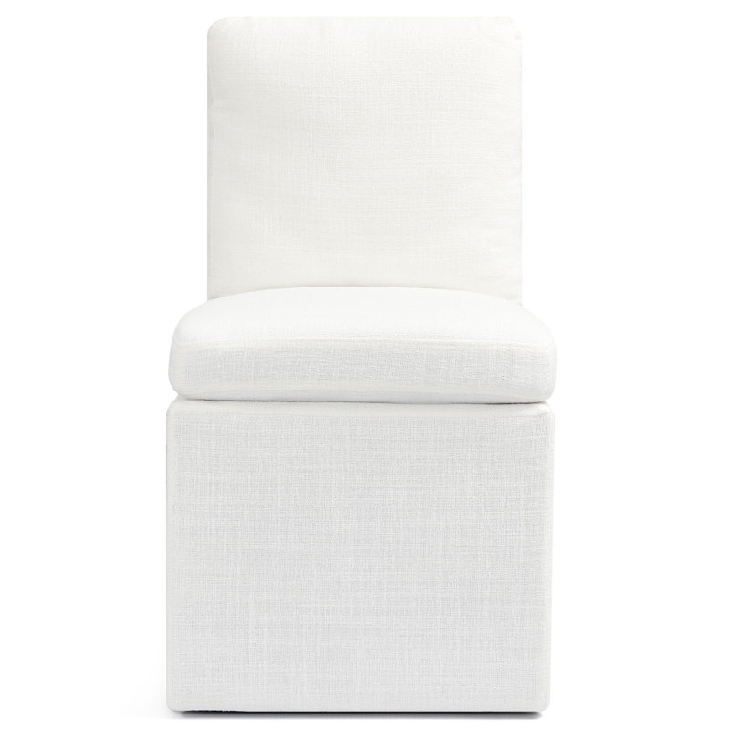 Condition photo showing New/Like New for Upholstered Dining Chairs with Casters, Modern Single Sofa Chair with Slient Wheels for living room, Arrived Assembed