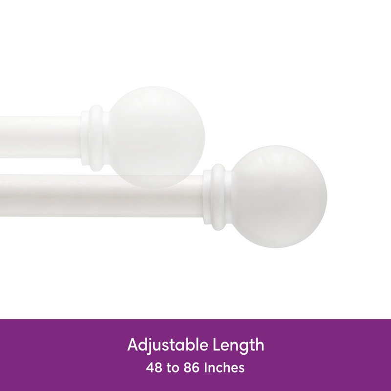 Condition photo showing New/Like New for Wayfair Basics Ball End Single Curtain Rod, 28-48" or 48-86" Adjustable Length, 5/8" Dia. Steel
