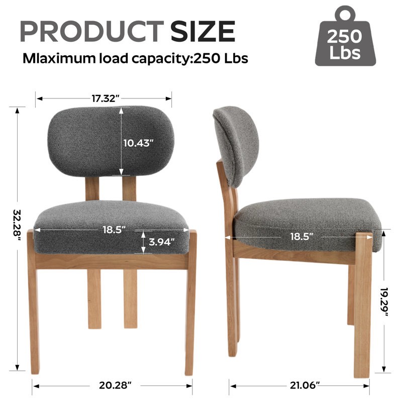 Condition photo showing New/Like New for Solid Wood Dining Chairs Set, Modern Farmhouse Fabric Upholstered Dining Room Chair Kitchen Chairs Wood Leg Accent Chairs for Dining Room, Living Room, Bedroom (Chairs Only)