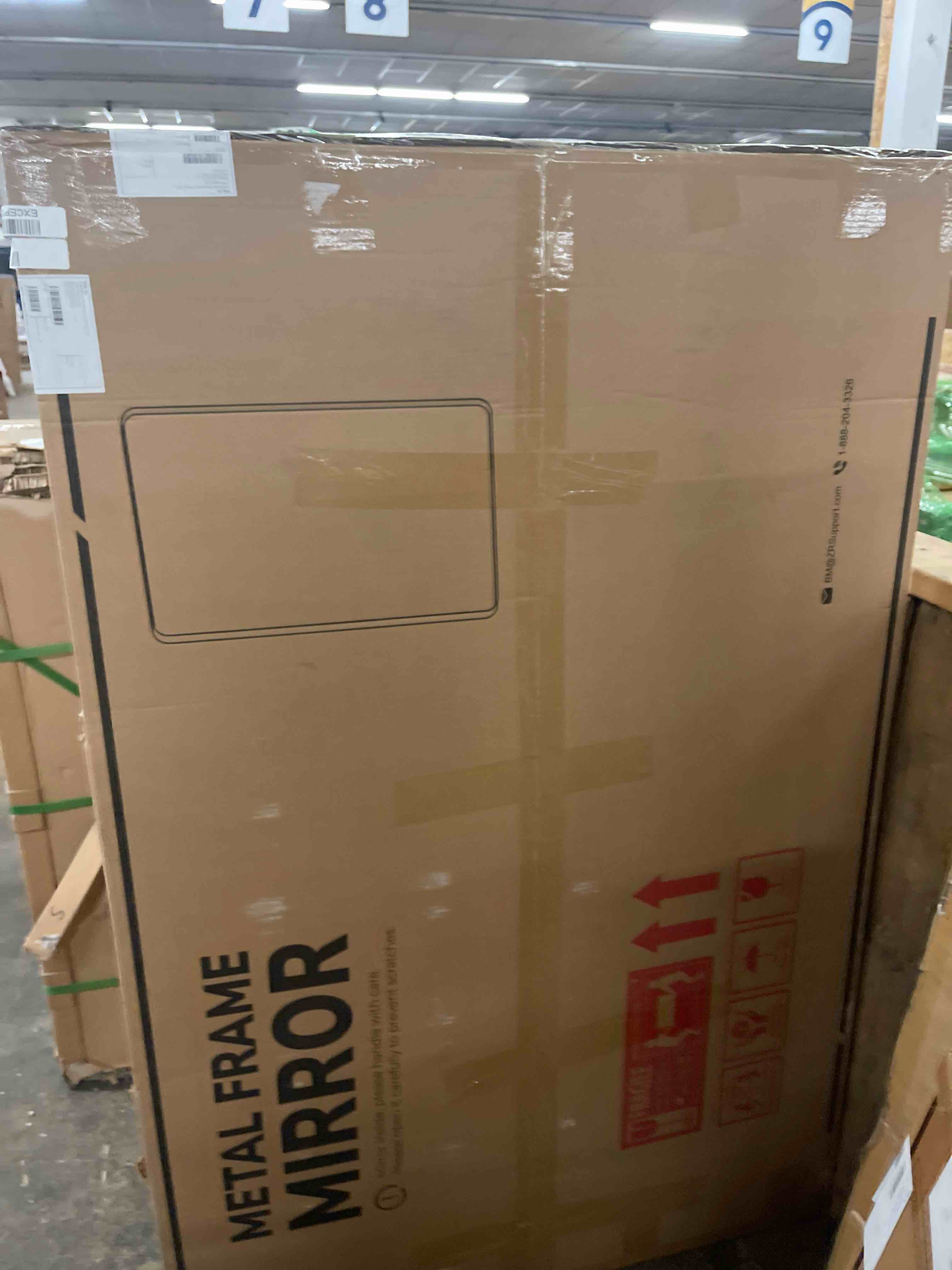 Condition photo showing New/Like New for  Black Metal Framed Bathroom Mirror for Wall, Large 55X30 Inch Rounded Rectangle Mirror, Matte Black Bathroom Vanity Mirror Farmhouse, Anti-Rust, Tempered Glass, Hangs Horizontally or Vertically