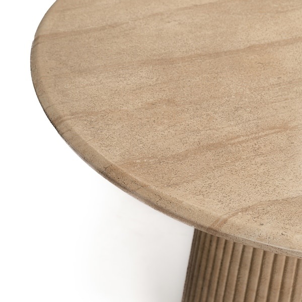 Condition photo showing New/Like New for Studio London Faux Travertine Bistro Table Maddox Concrete Patio Table (COMPLETE-2 BOXES)