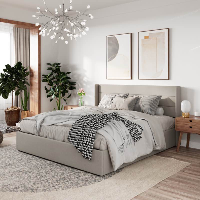 braya hydraulic lift up storage upholstered platform bed -king