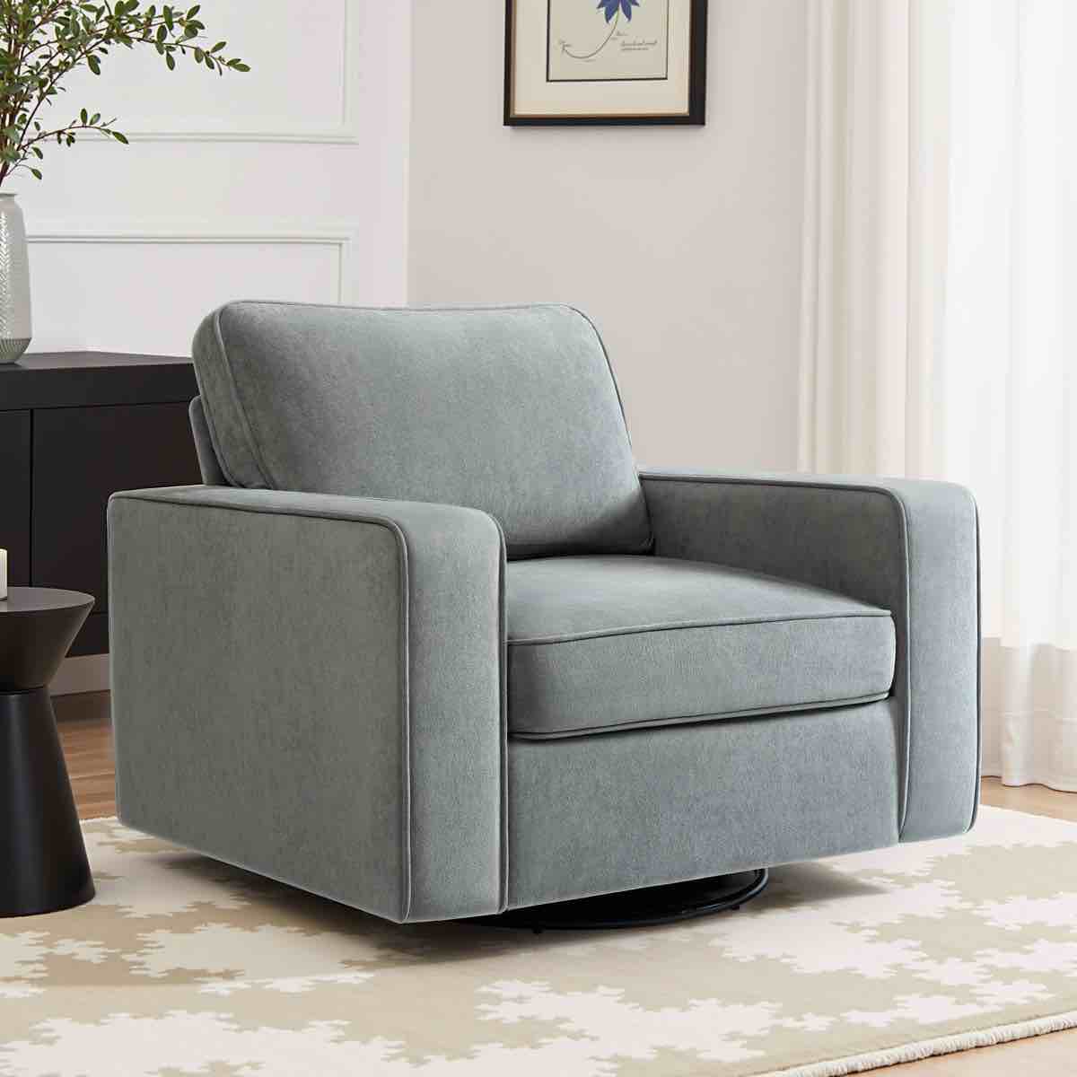 36.2" wide upholstered swivel accent armchair