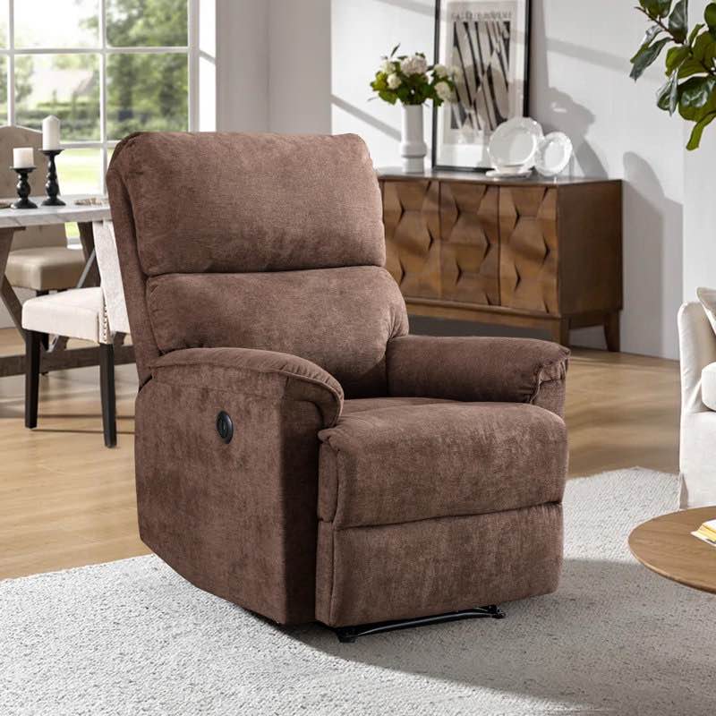 bardia 33" wide minimalist style compact breathable fabric high-end power recliner chair with usb