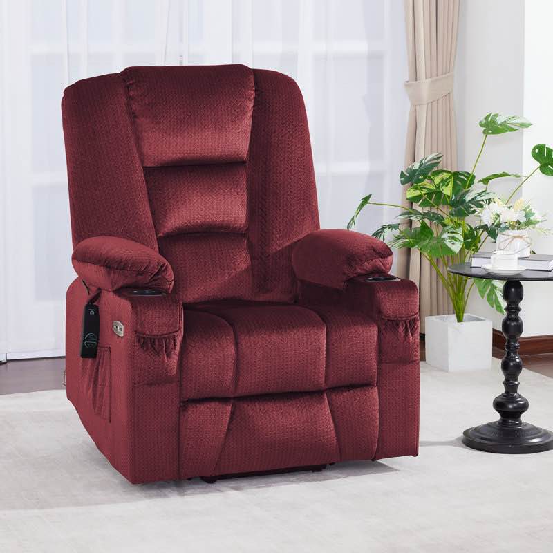 power lift recliner chair with massage and heat, fabric (tested - working condition.see photos.)