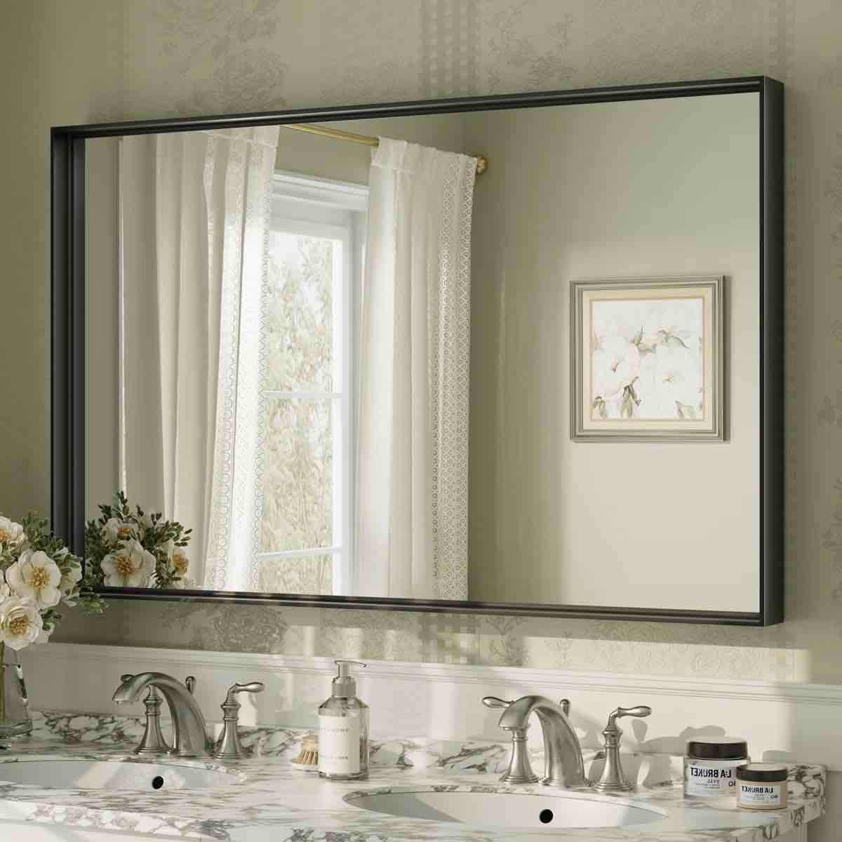 w112825984 aevar tempered glass and aluminum alloy framed french cleat mounted wall mirror 