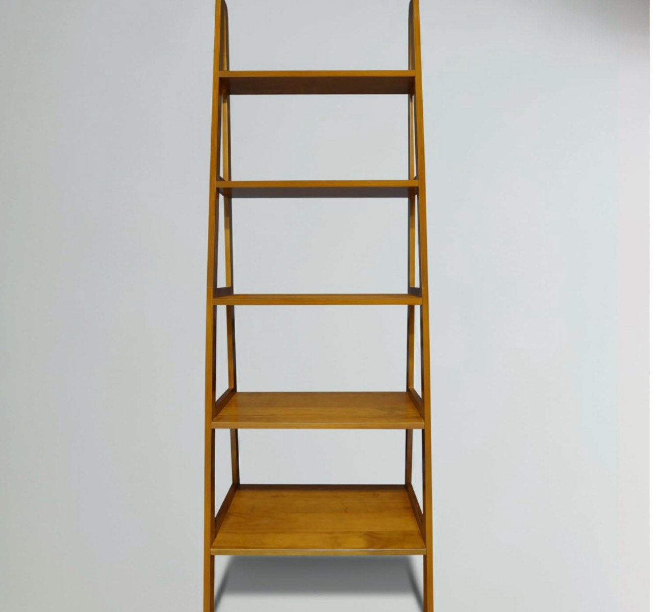 casual home 100% solid wood 5-shelf ladder bookcase, 24.75" w x 16" d x 72" h, chestnut, 5-tier freestanding ladder shelf