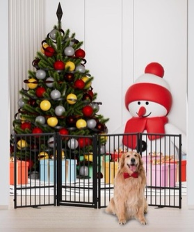 snuowu full metal freestanding dog gate with door, 32''height
