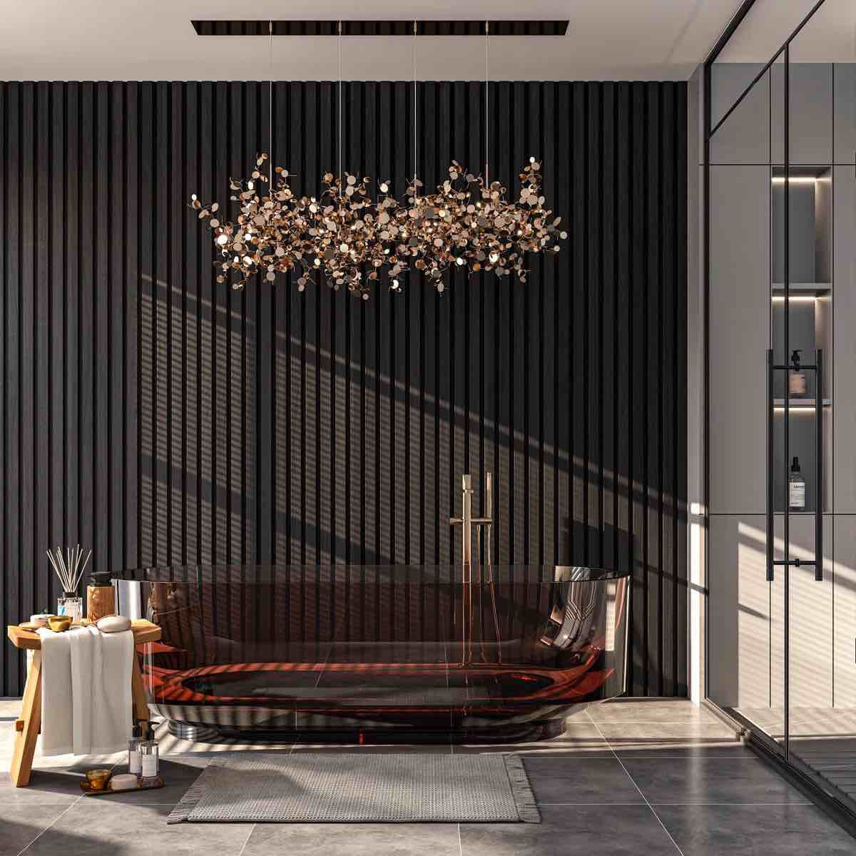 94" l x 24" w acoustic wood wall paneling, decorative soundproof panels for walls and ceilings, 3d slat wood wall panels, set of 2