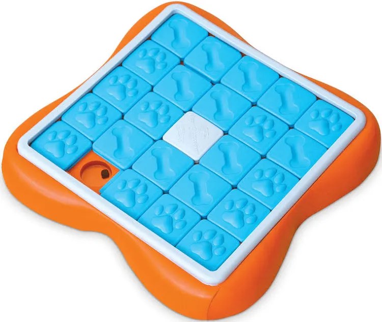Condition photo showing New/Like New for Outward Hound Nina Ottosson Challenge Slider Interactive Treat Puzzle Dog Enrichment Toy, Level 3 Advanced, Multicolored