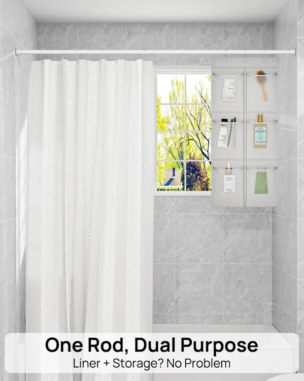 ALLZONE Shower Curtain Rod Tension No Drill, 42-83 Inches,Heavy Duty Tension Curtain Rod, Rustproof Shower Rods for Bathroom, Adjustable Spring Tension Rods for Windows,White White 42-83 Inches