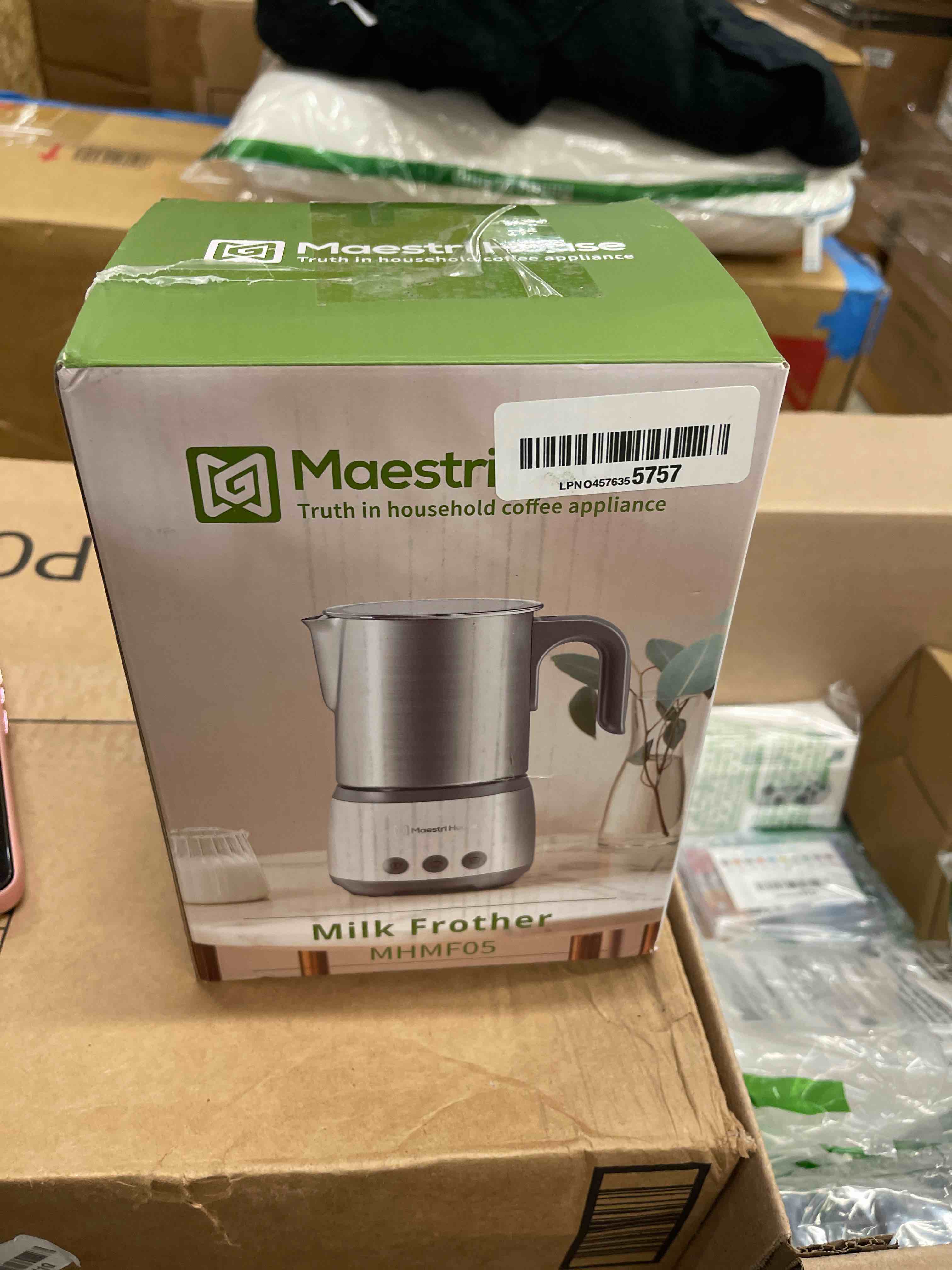 Condition photo showing New/Like New for Maestri House Milk Frother, 4-in-1 Electric Milk Steamer and Frother, 16.9OZ 600W Smart Touch Control Hot and Cold Foam Maker, Memory Function for Latte, Cappuccinos, Warm Milk, Hot Chocolate Milk