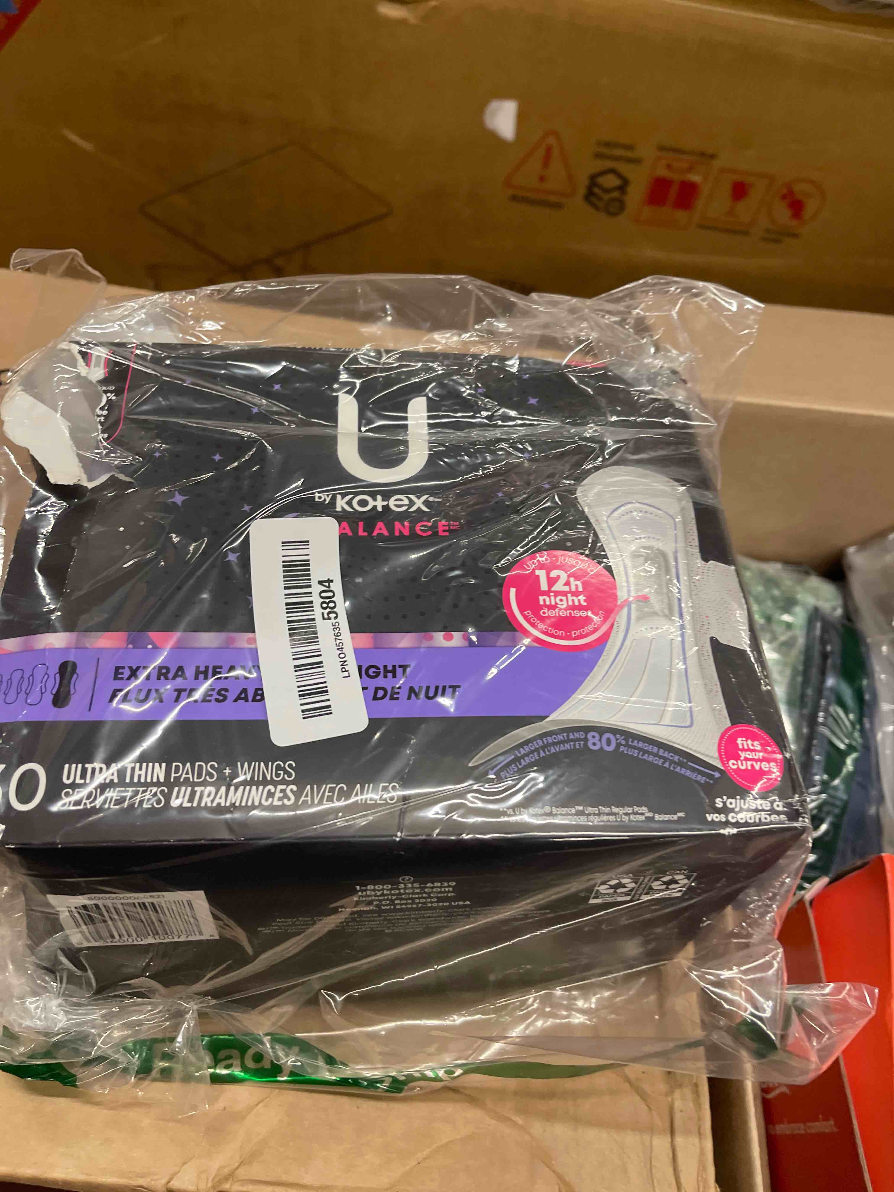 Condition photo showing New/Like New for U by Kotex Balance Ultra Thin Extra Heavy Overnight Pads with Wings - Unscented - 90ct