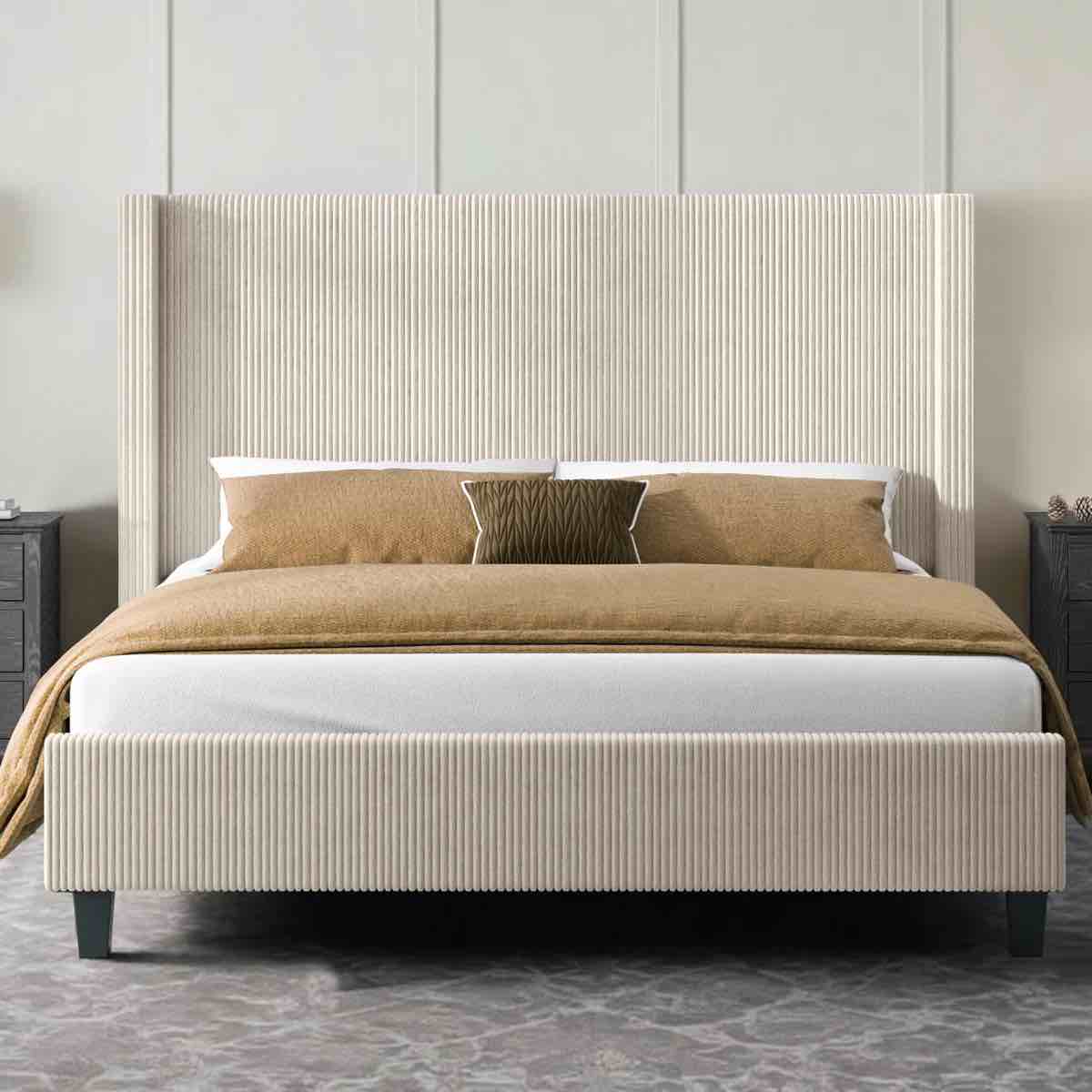 Wauseon Corduroy Upholstered Bed, King