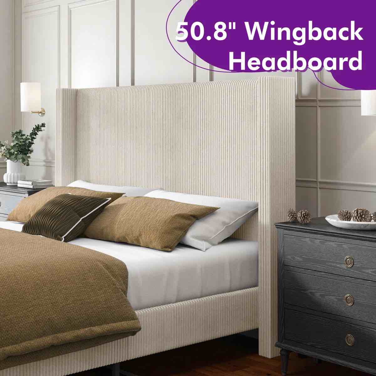 Condition photo showing New/Like New for Wauseon Corduroy Upholstered Bed, King